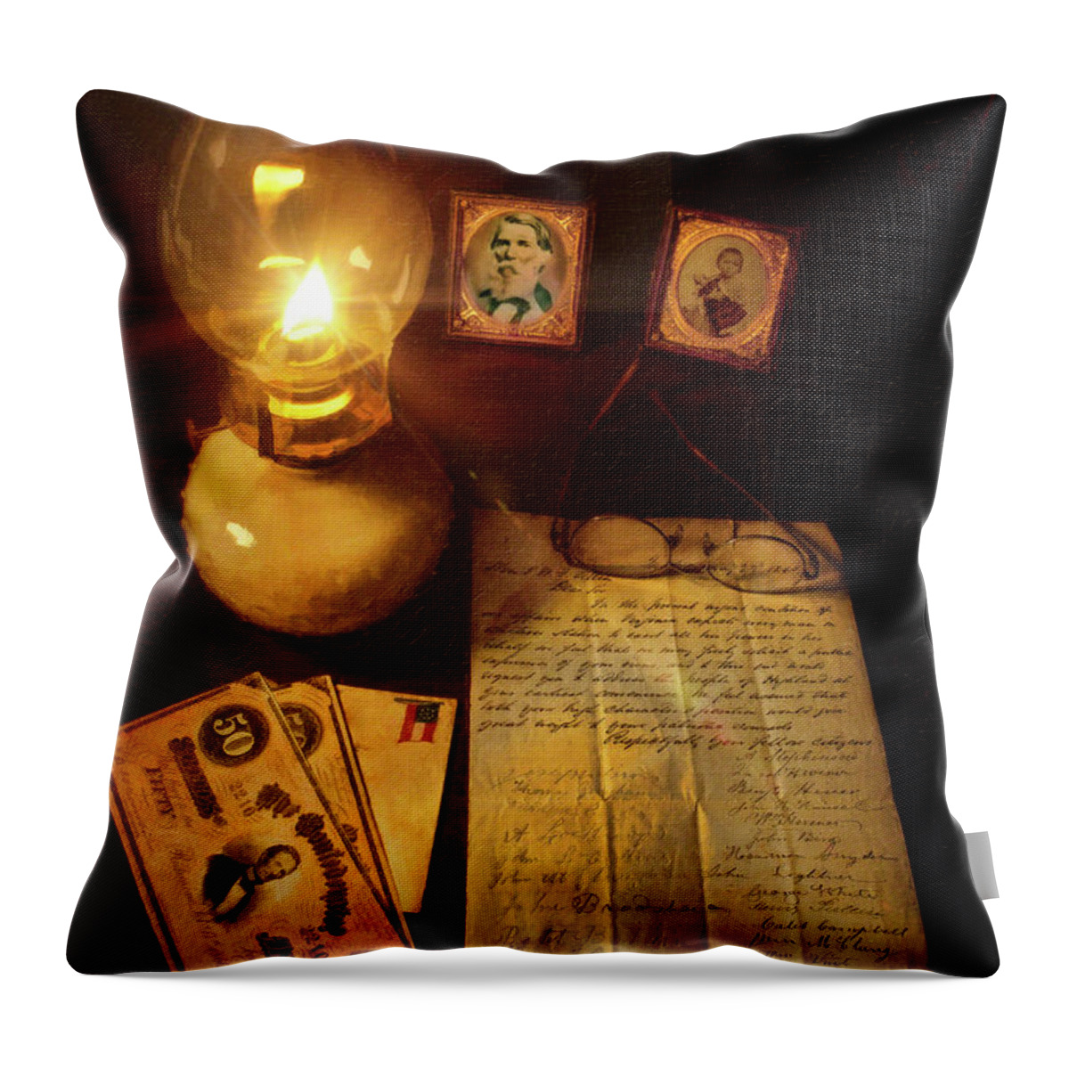Civil War Letter Throw Pillow featuring the photograph The Invitation by Mark Allen
