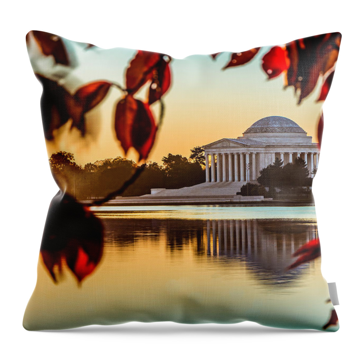 Leaves Throw Pillow featuring the photograph Jefferson in Autumn by Ed Clark