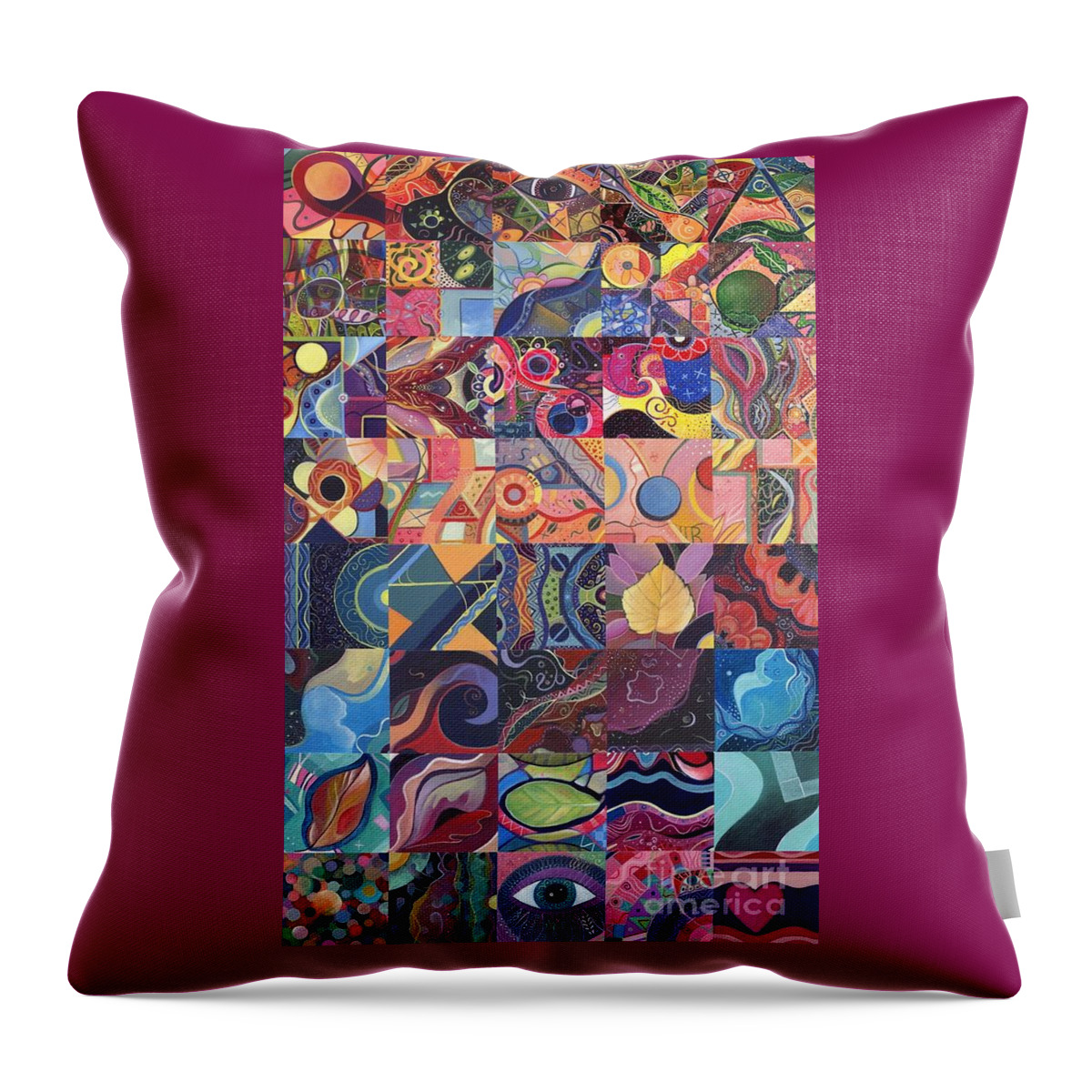 Abstract Throw Pillow featuring the painting The Joy of Design First 40 Variation 1 by Helena Tiainen