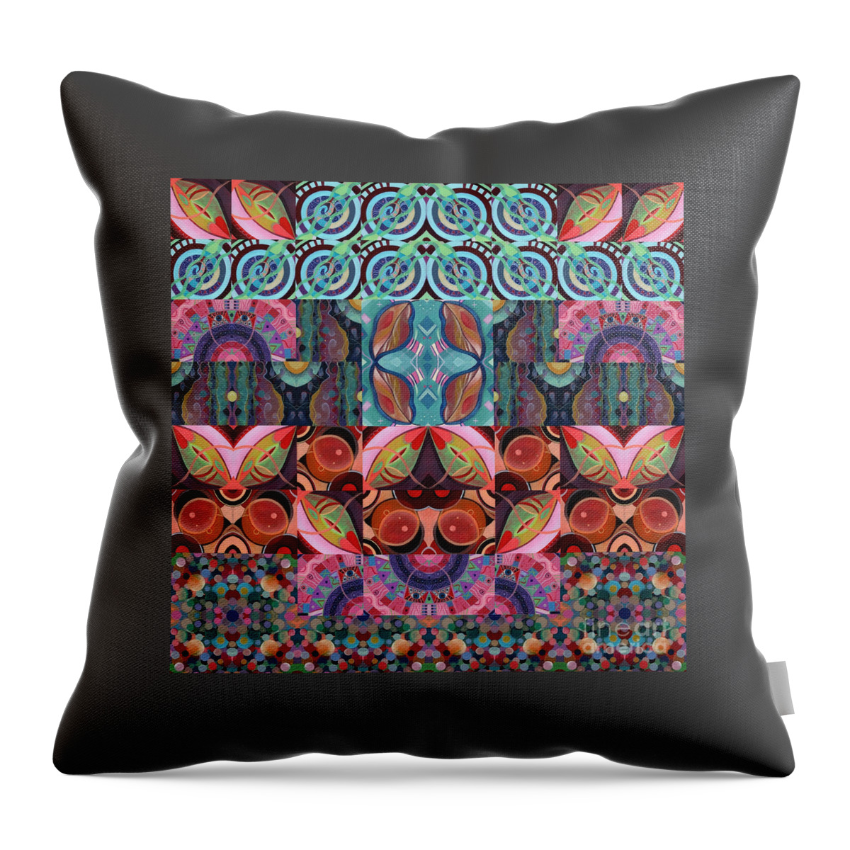 The Joy Of Design Mandala Series Puzzle 7 Arrangement 3 By Helena Tiainen Throw Pillow featuring the mixed media The Joy of Design Mandala Series Puzzle 7 Arrangement 3 by Helena Tiainen