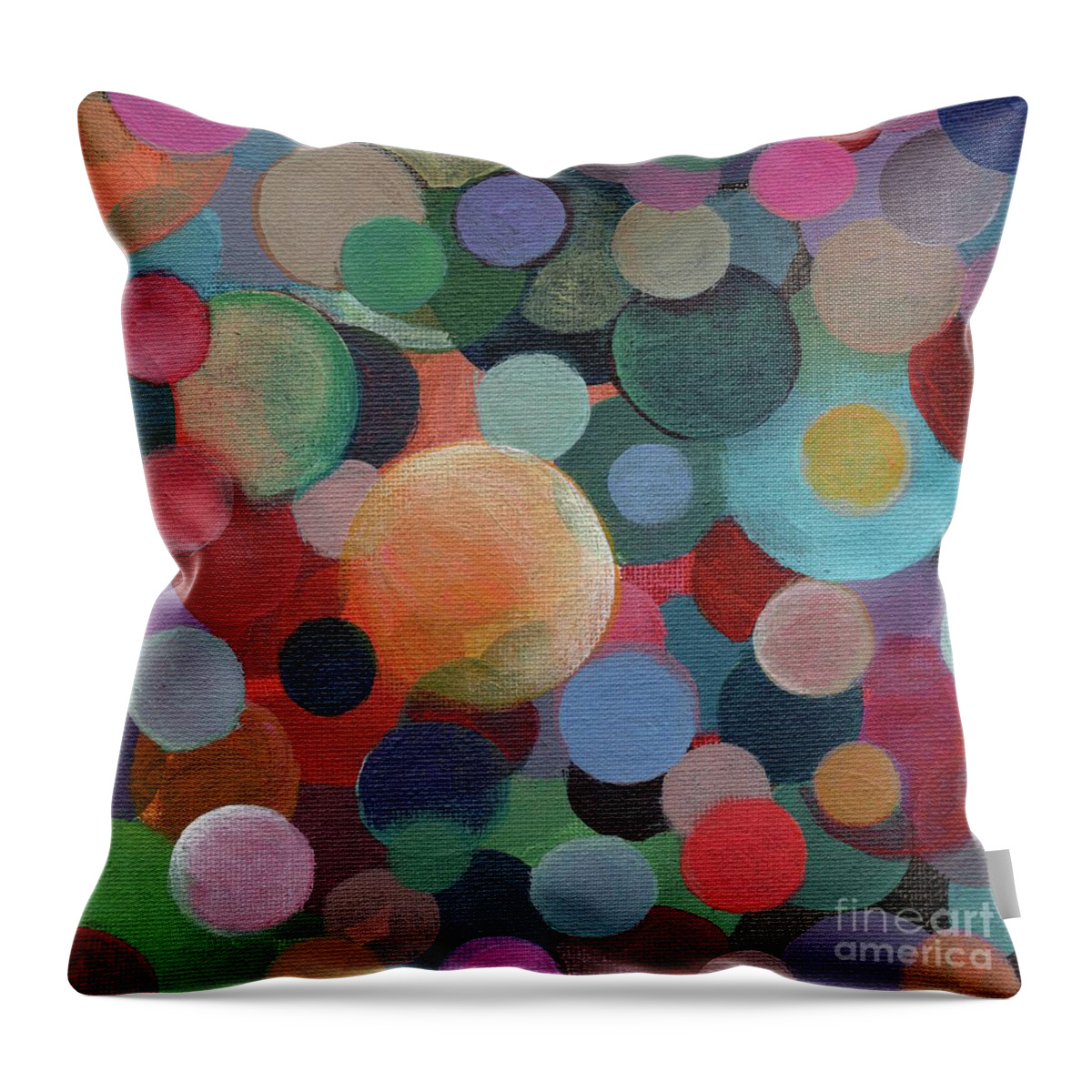 Circles Throw Pillow featuring the painting The Joy of Design X L by Helena Tiainen