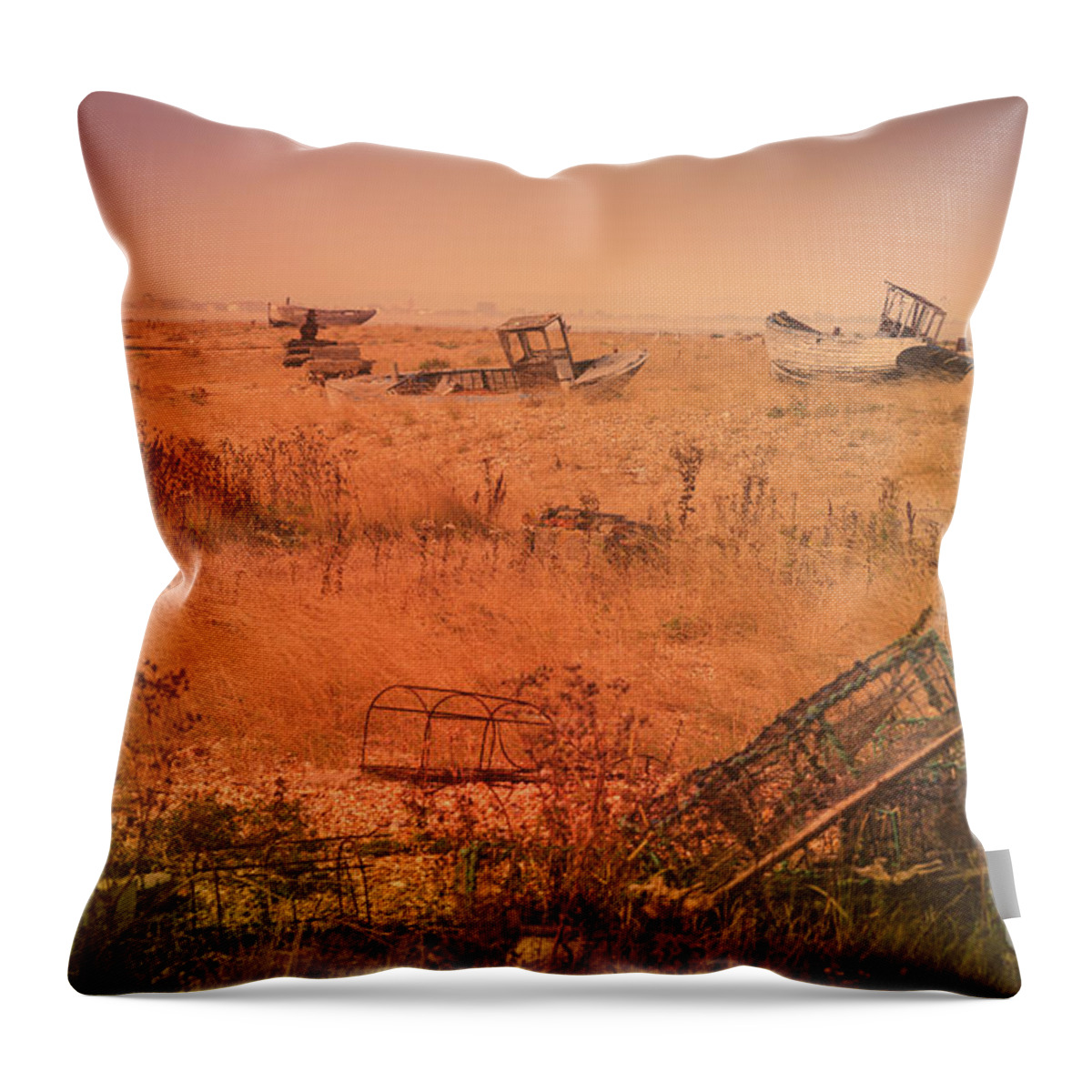 Iron Throw Pillow featuring the photograph The Landscape of Dungeness Beach, England 2 by Perry Rodriguez