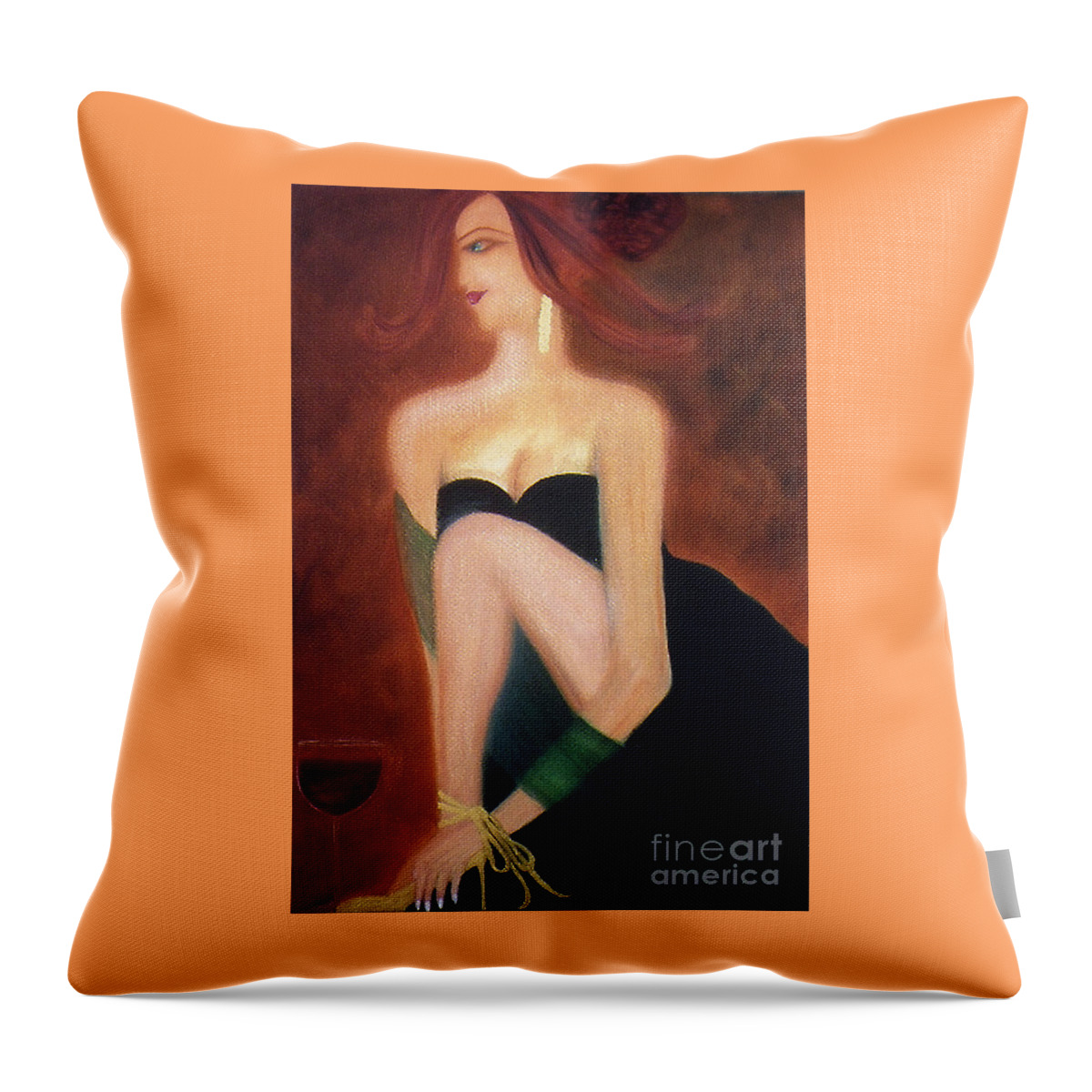 Wine Throw Pillow featuring the painting The Magic and Mystery of Merlot by Artist Linda Marie