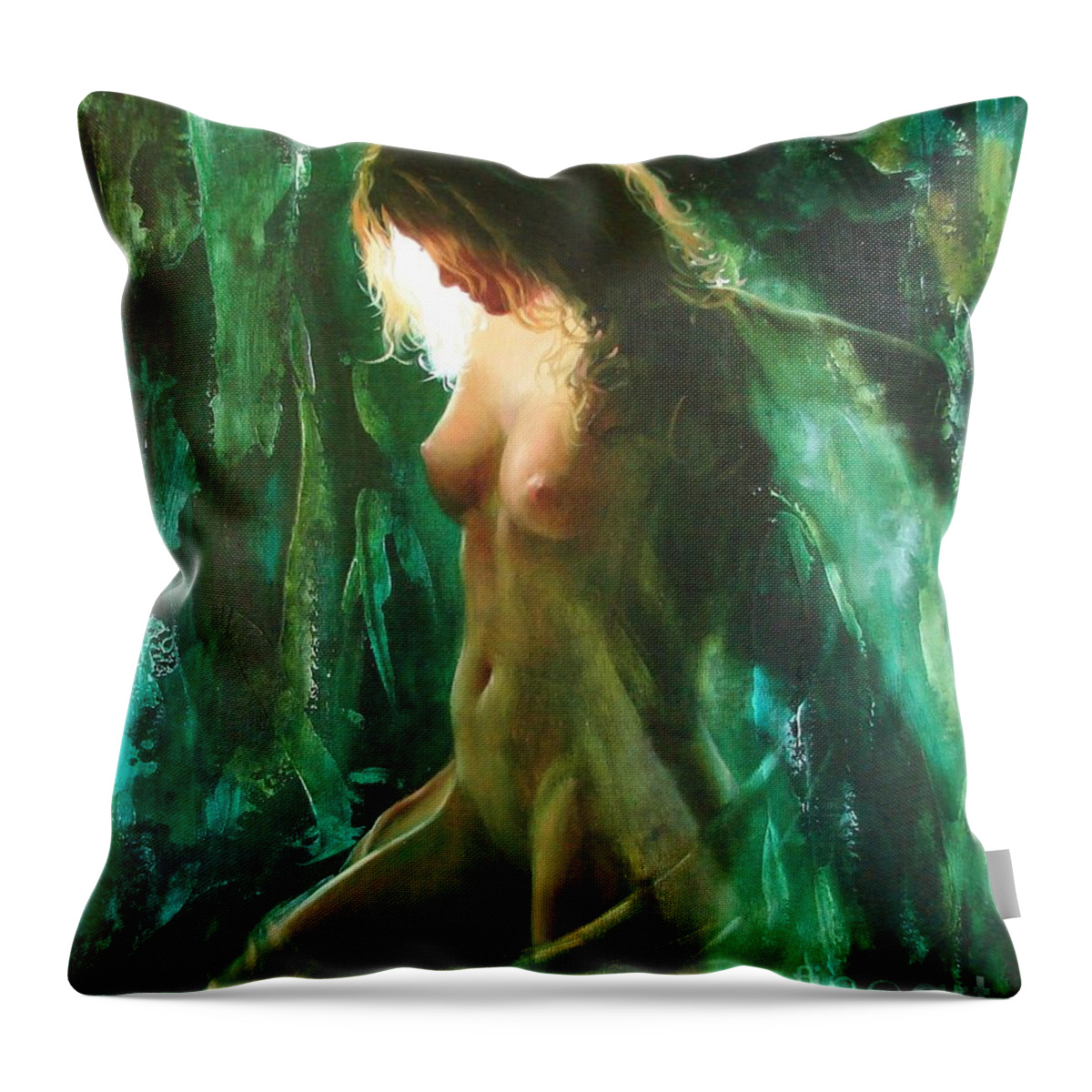 Art Throw Pillow featuring the painting The malachite light by Sergey Ignatenko