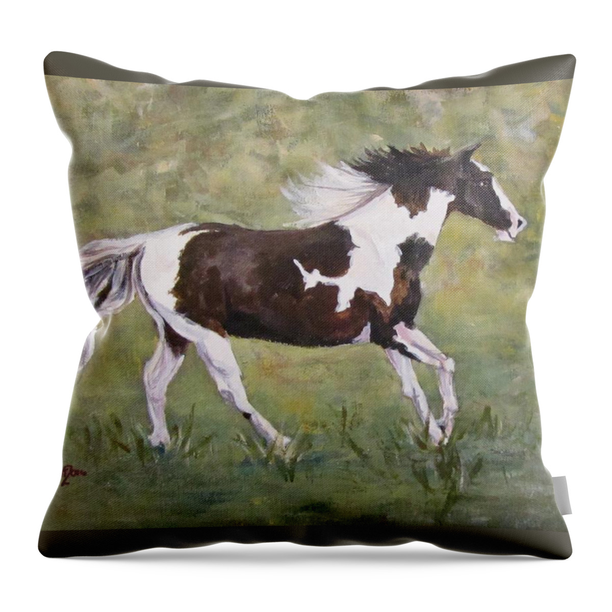 Horse Throw Pillow featuring the painting The Mare by Barbara O'Toole