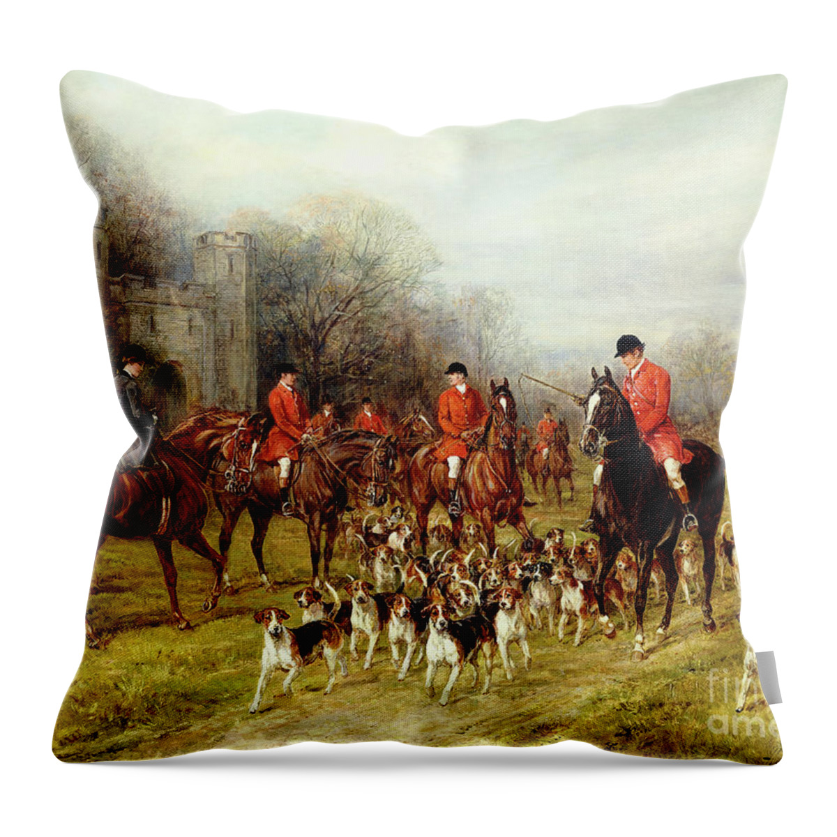 The Meet Throw Pillow featuring the painting The Meet by Heywood Hardy