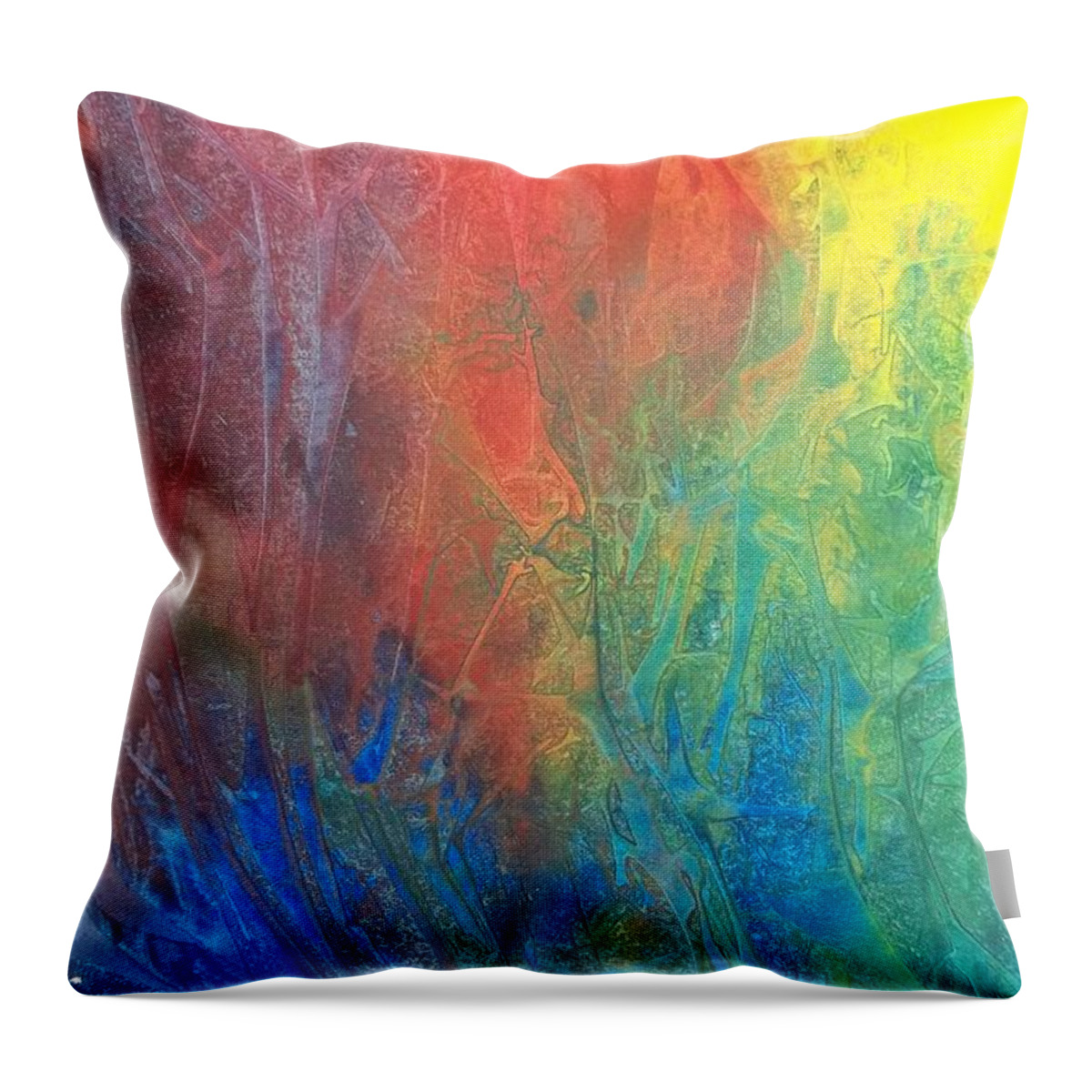 Fantasy Throw Pillow featuring the painting The Mix Up by Jackie Mueller-Jones