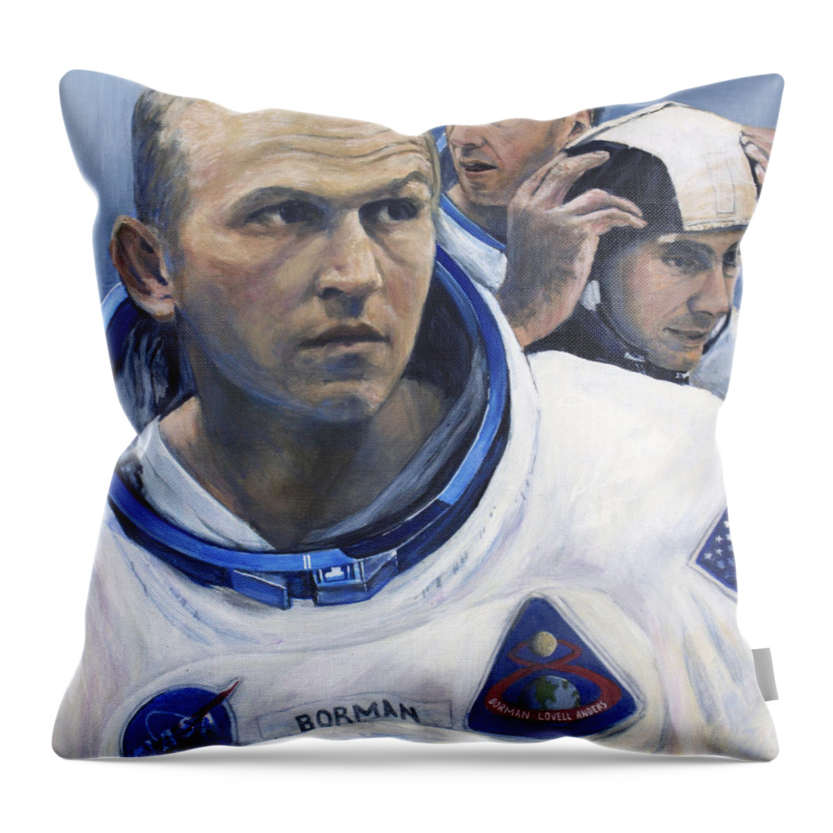  Throw Pillow featuring the painting The Moment Before- Apollo 8 by Simon Kregar