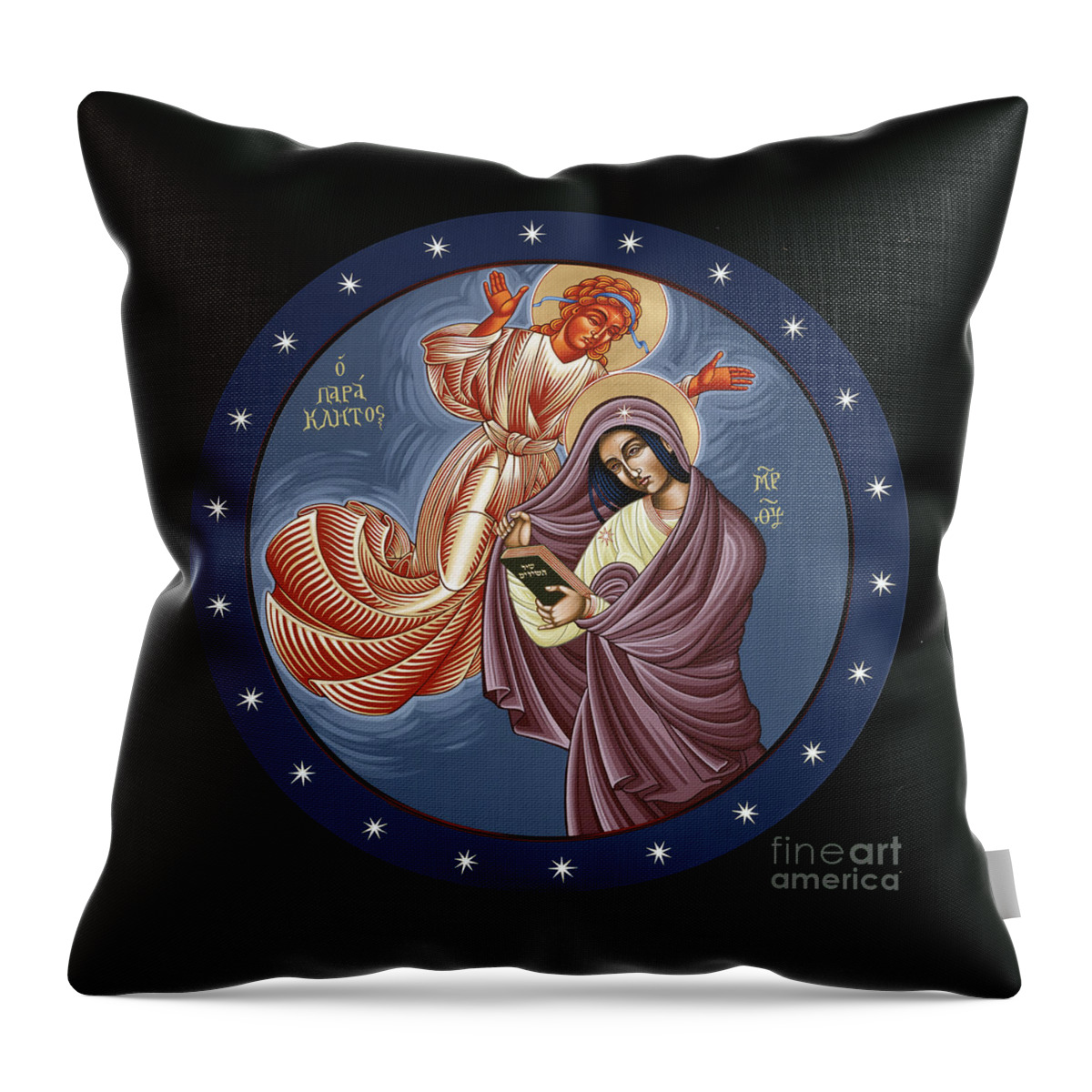 The Mother Of God Overshadowed By The Holy Spirit Throw Pillow featuring the painting The Mother of God Overshadowed by the Holy Spirit 118 by William Hart McNichols