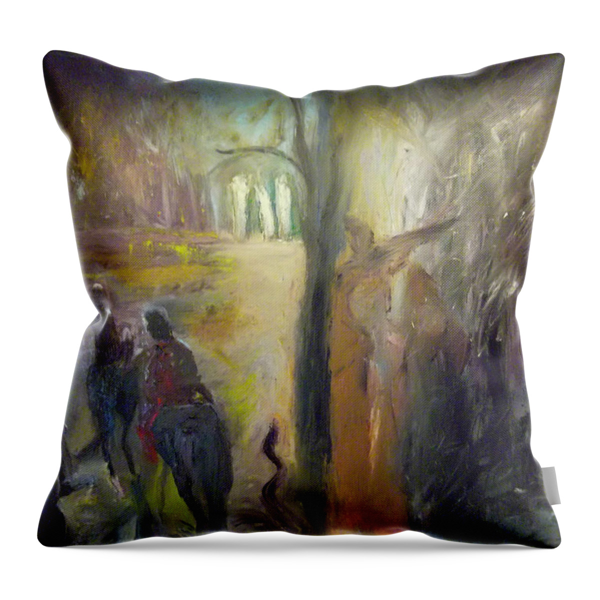 Abstract Throw Pillow featuring the painting The Myth by Susan Esbensen