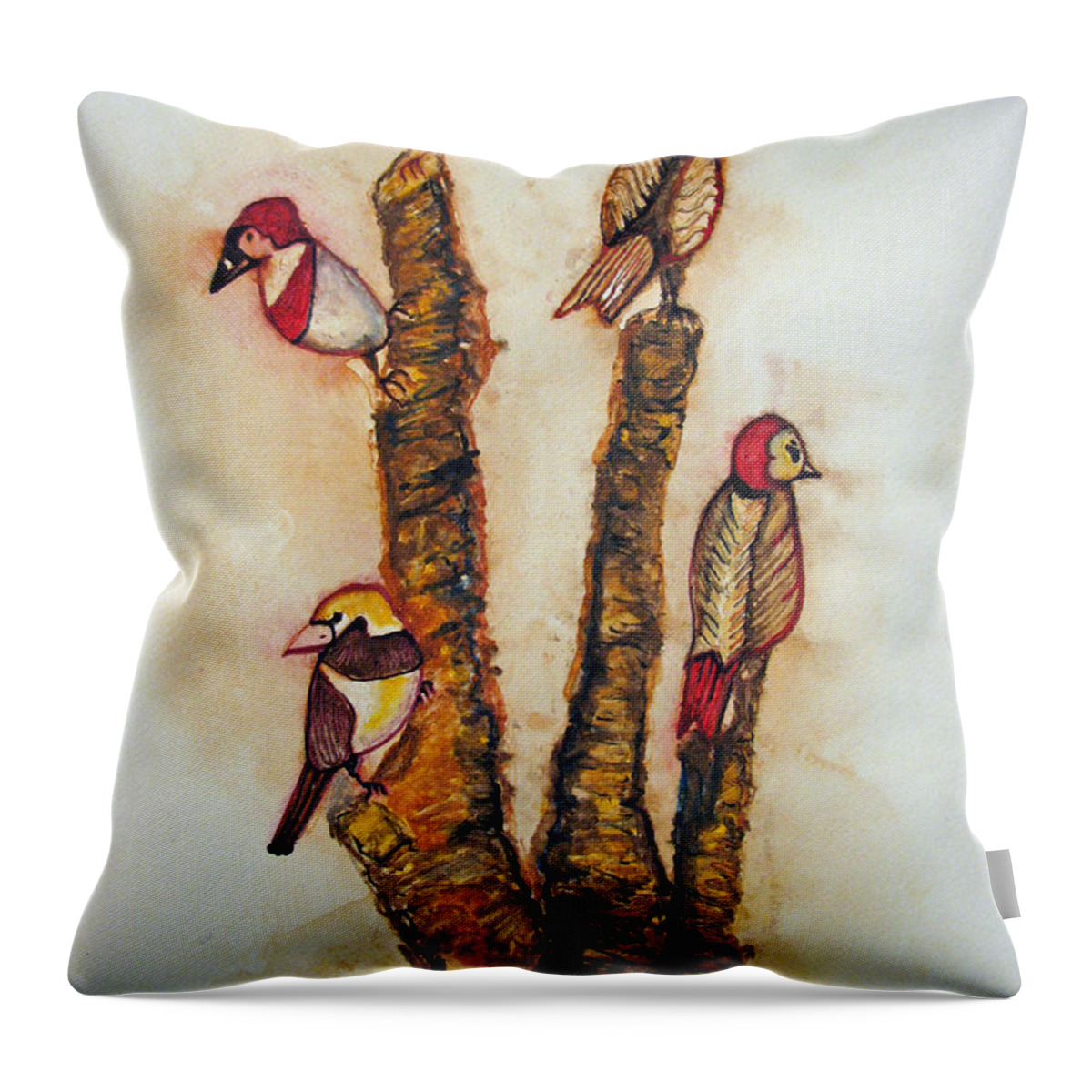 Birds Throw Pillow featuring the painting The Night Watchers by Patricia Arroyo