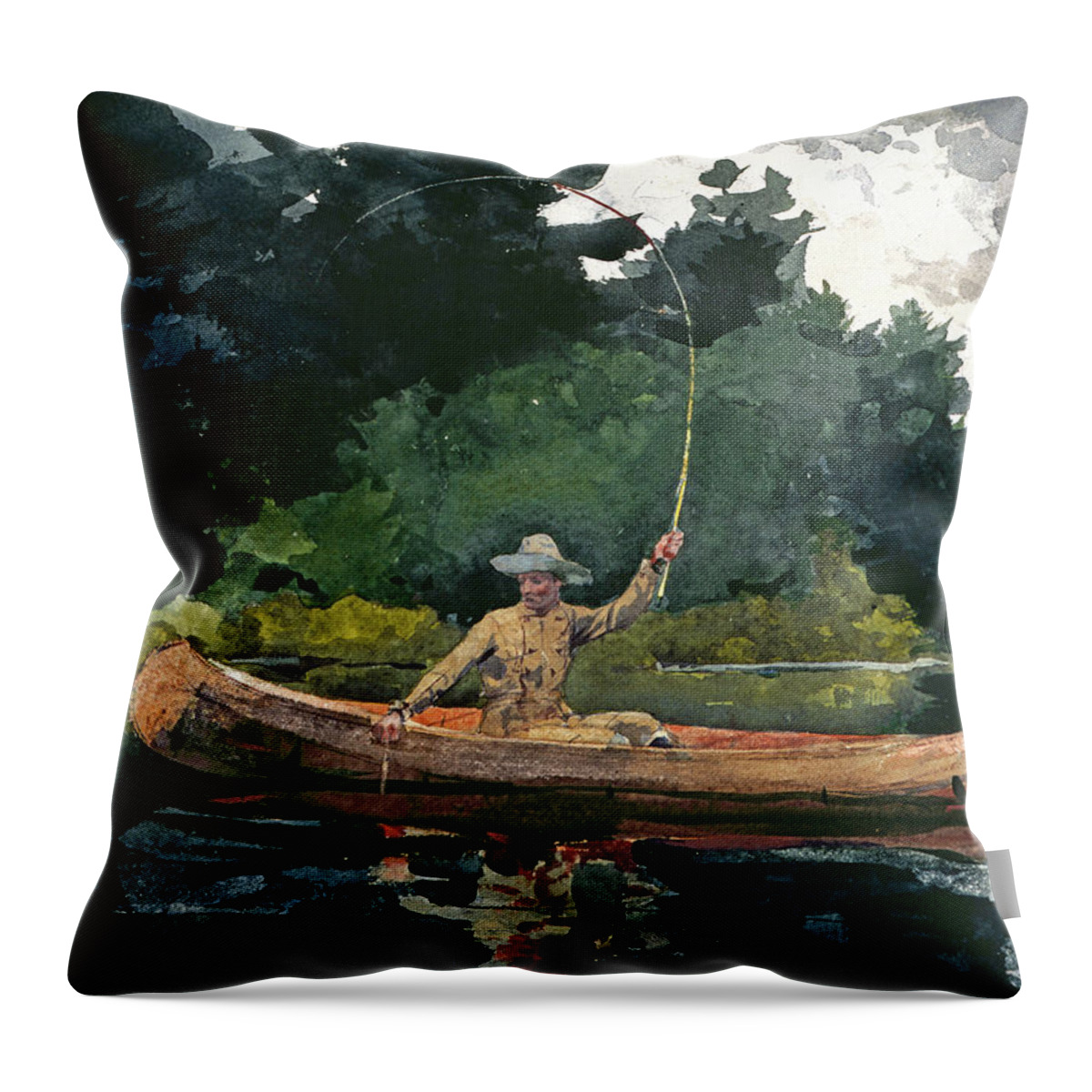 Winslow Homer Throw Pillow featuring the drawing The North Woods by Winslow Homer
