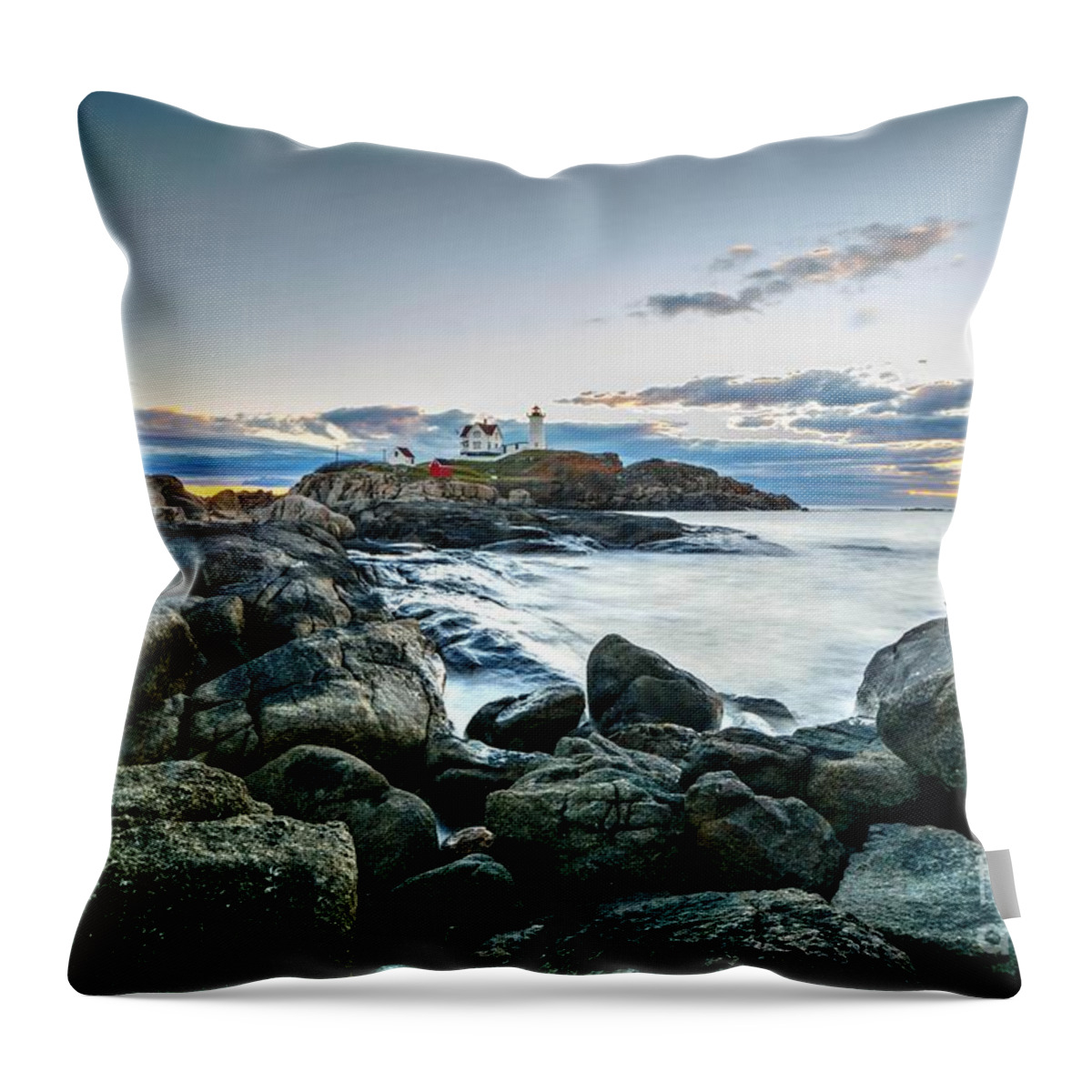 Maine Throw Pillow featuring the photograph The Nubble by Steve Brown