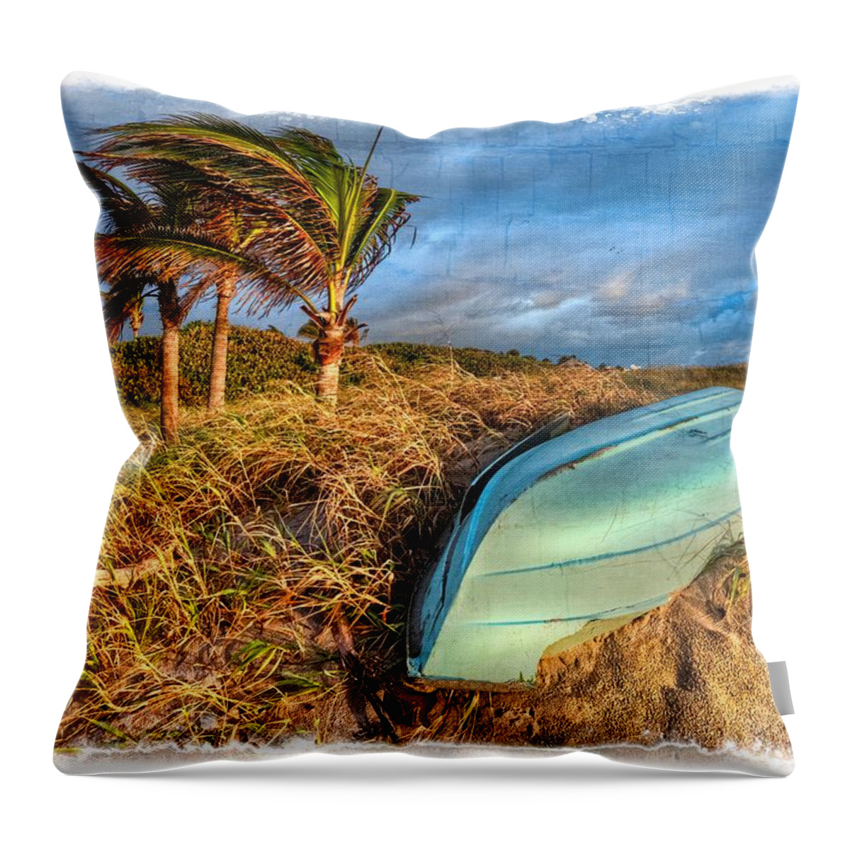 Boats Throw Pillow featuring the photograph The Old Blue Boat by Debra and Dave Vanderlaan