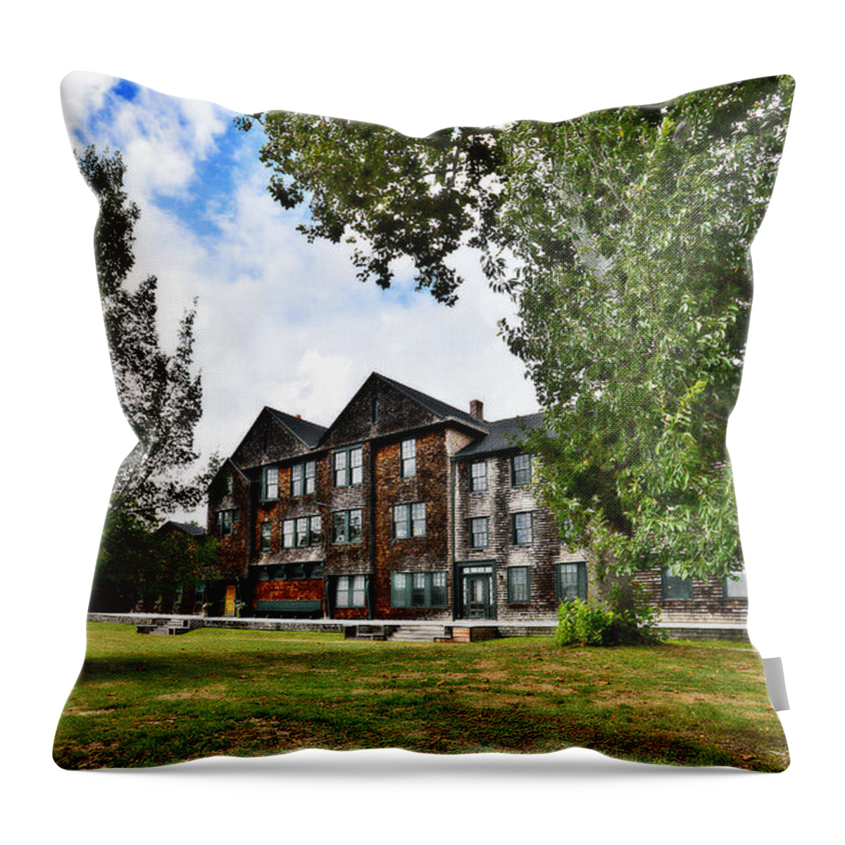 Hunting Lodge Throw Pillow featuring the photograph The Old Hunting Lodge by Stacie Siemsen