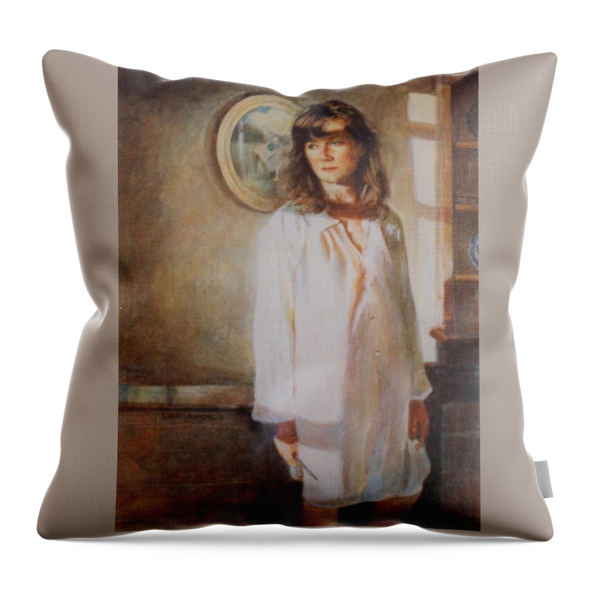 Portrait Throw Pillow featuring the painting The Old Watercolour by David Ladmore