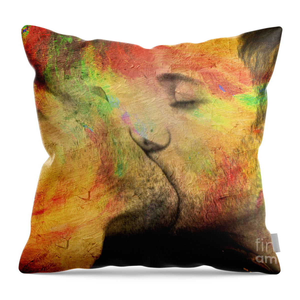 Kiss Throw Pillow featuring the painting The passion of one kiss by Mark Ashkenazi
