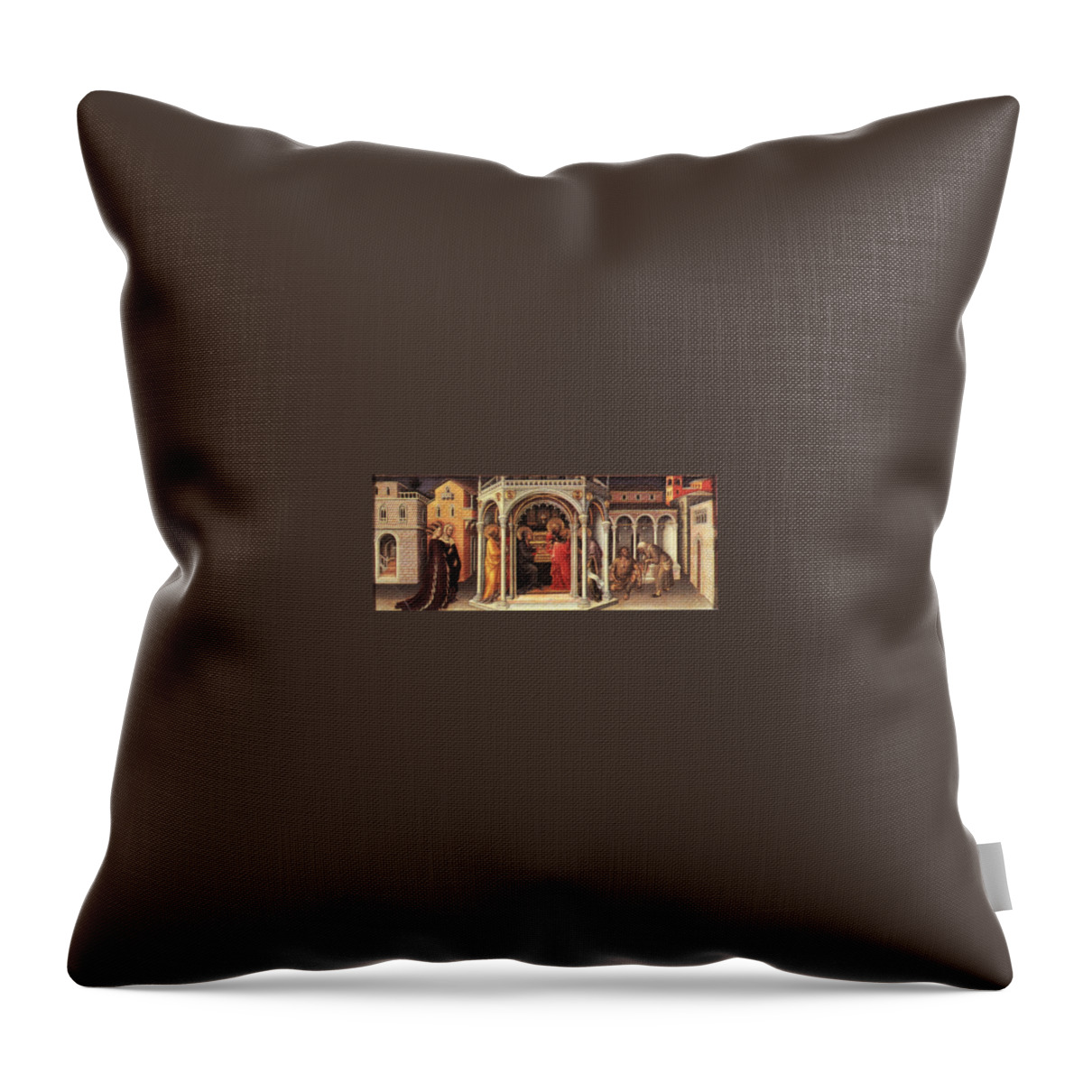 The Presentation In The Temple Throw Pillow featuring the painting The Presentation in the Temple by MotionAge Designs