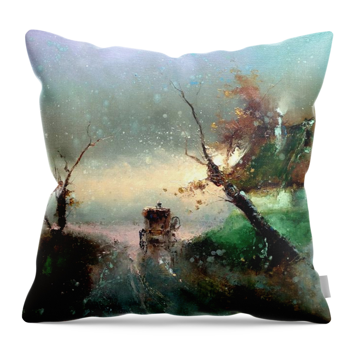 Russian Artists New Wave Throw Pillow featuring the painting The Rays of the Morning Sun by Igor Medvedev
