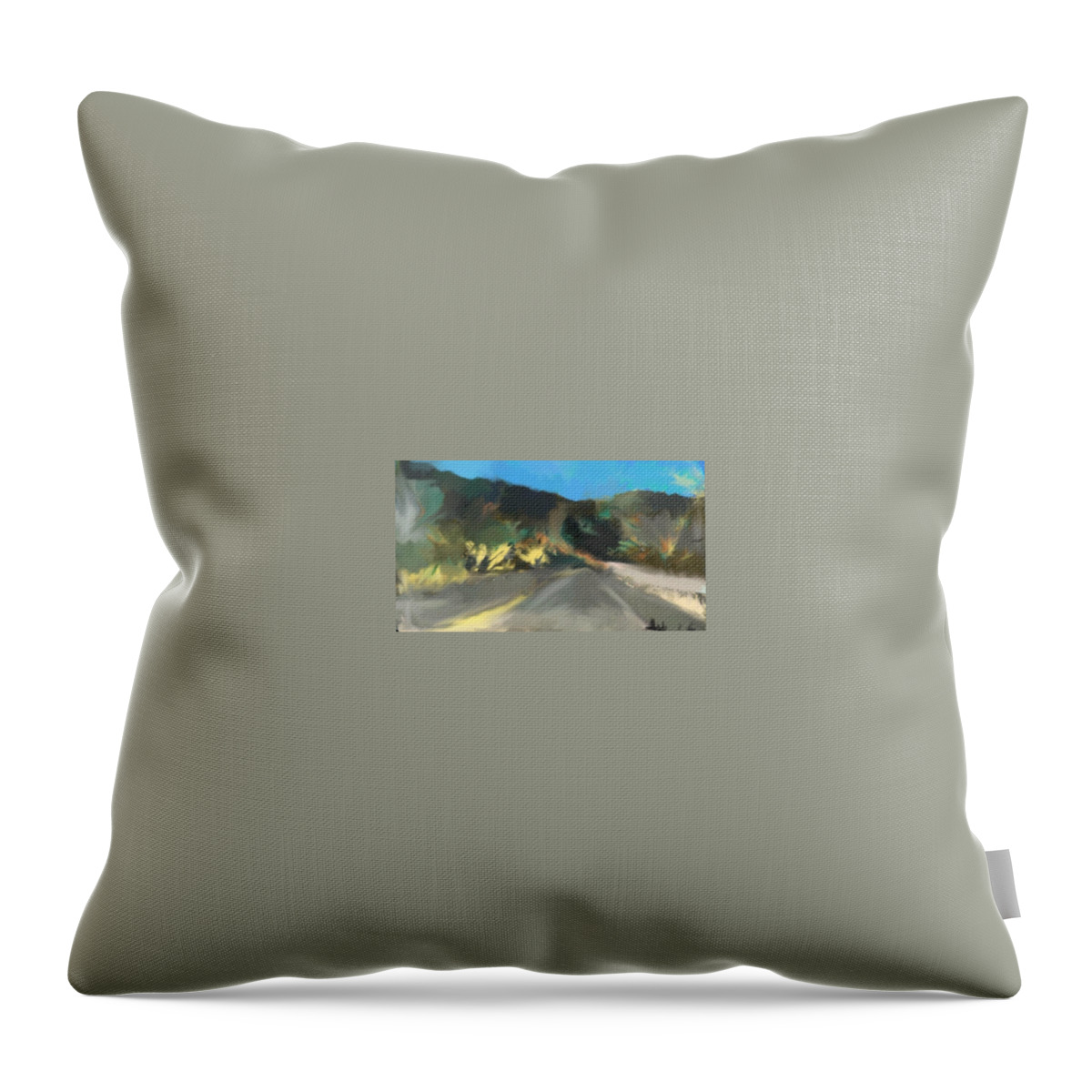 Landscape Throw Pillow featuring the painting The Road Through Davis Mountains #2 by Angela Weddle
