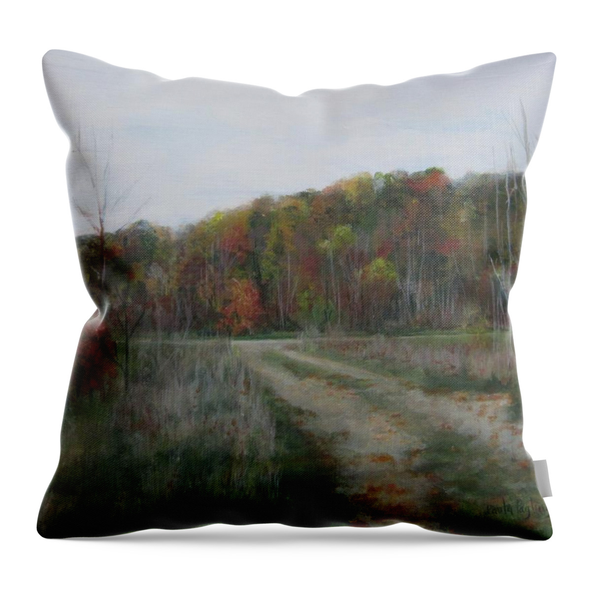Autumn Throw Pillow featuring the painting The Road to Autumn by Paula Pagliughi