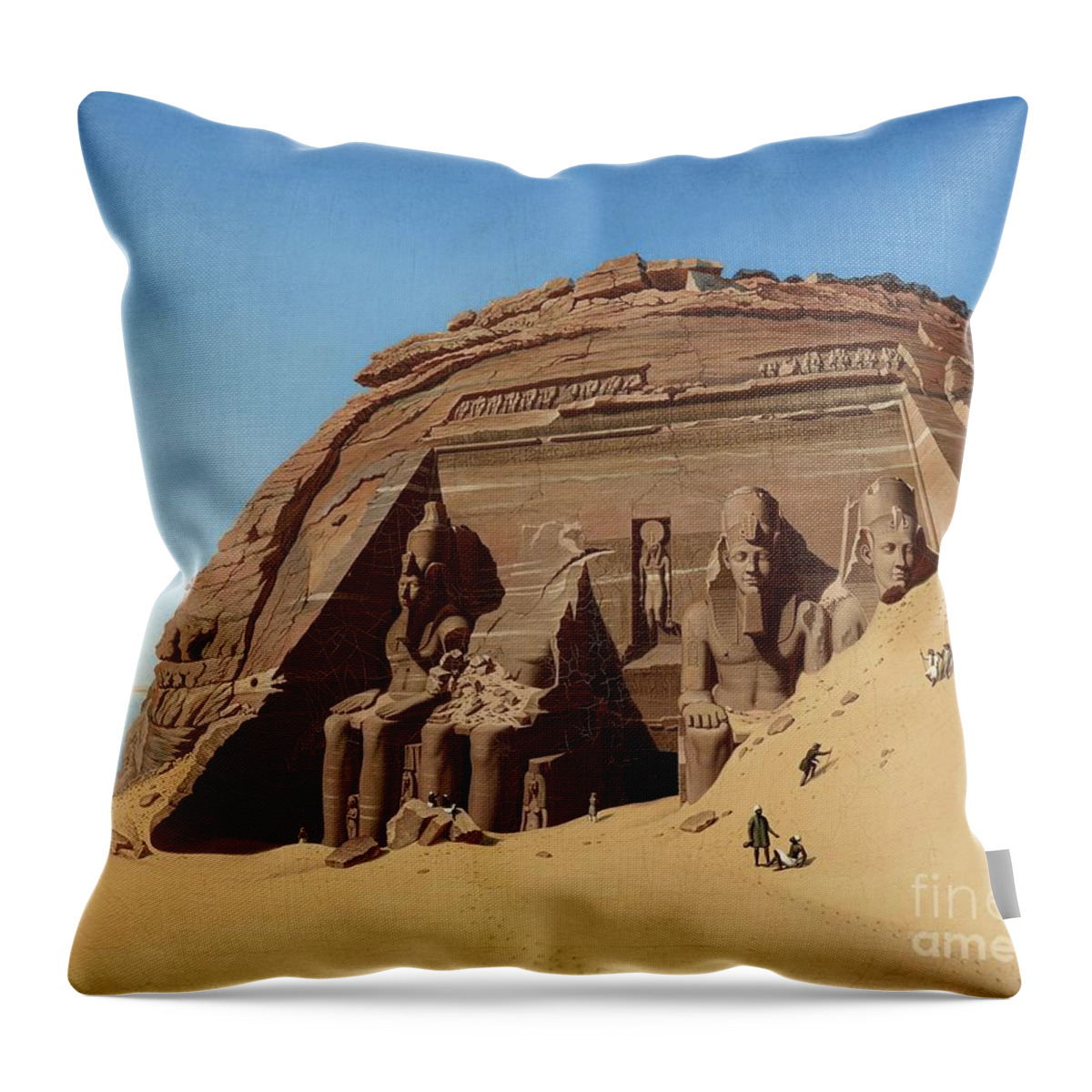 Hubert Sattler Throw Pillow featuring the painting The Rock Temple of Abusimbel by MotionAge Designs