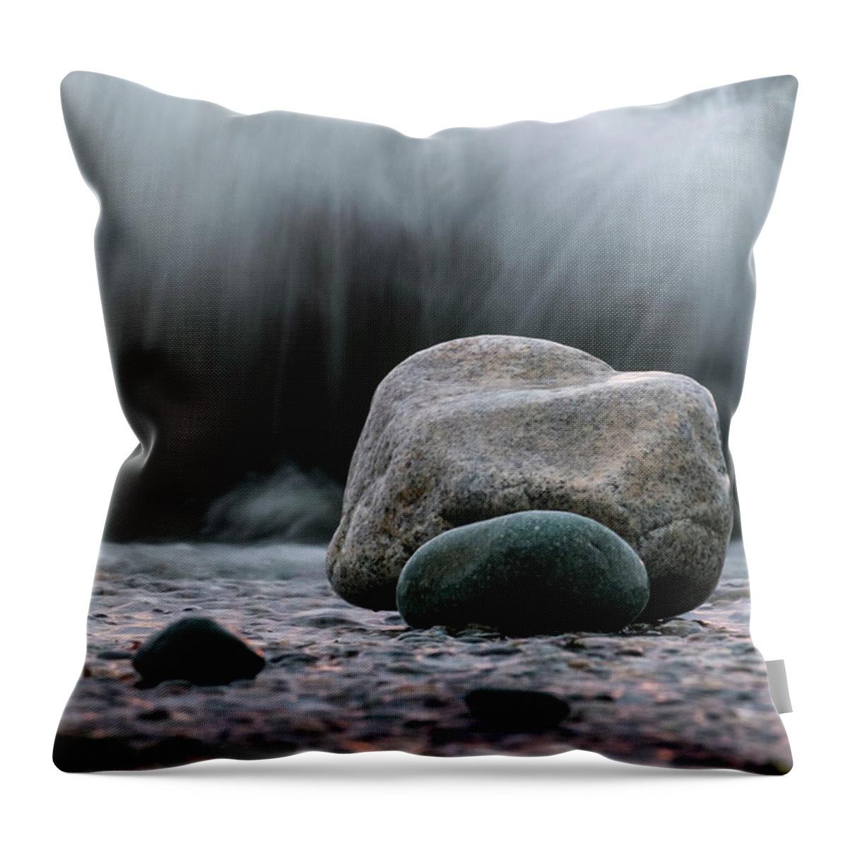 Scenic Throw Pillow featuring the photograph The Rocks at the End of Hastie Road by Mary Lee Dereske