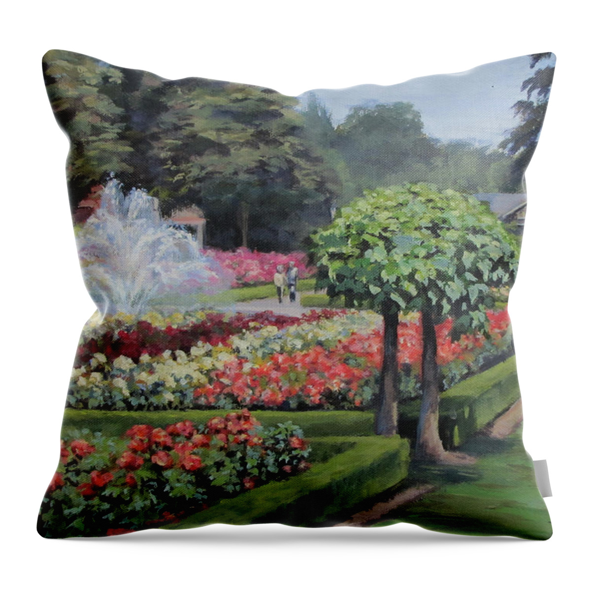 Rose Throw Pillow featuring the painting The Rose Garden by Karen Ilari