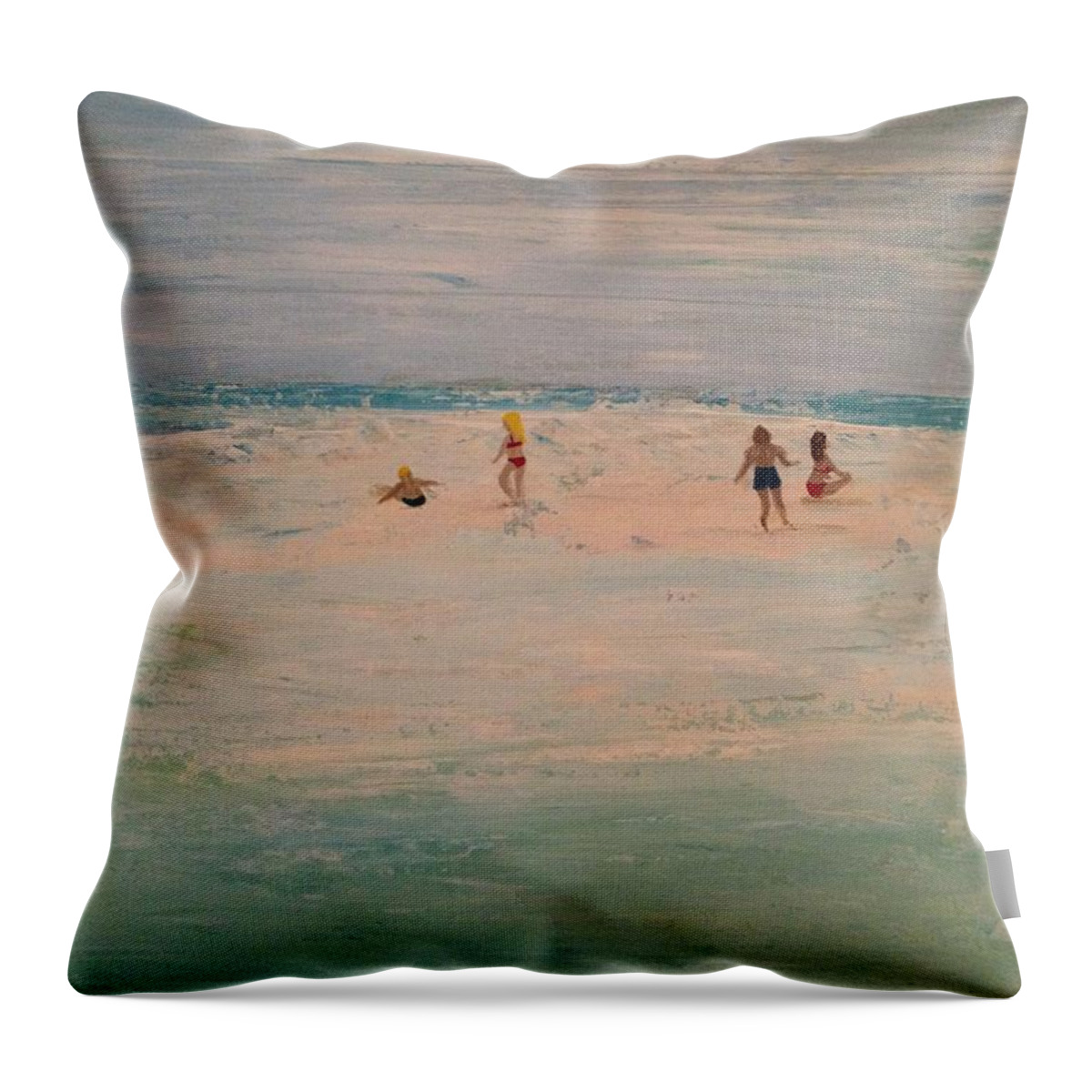  Throw Pillow featuring the painting The Sandbar by MiMi Stirn