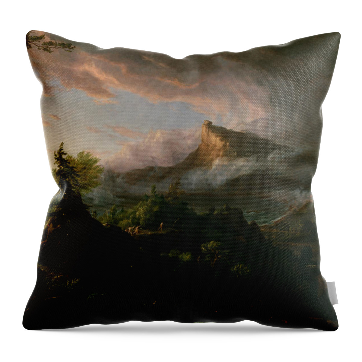 Thomas Cole Throw Pillow featuring the painting The Savage State by Thomas Cole