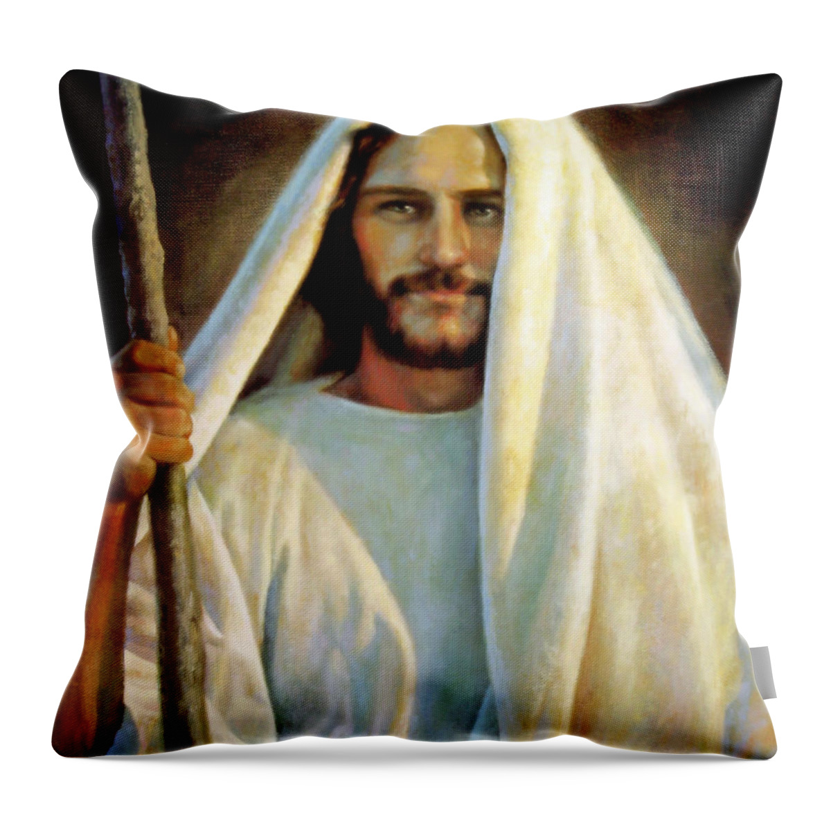 Jesus Throw Pillow featuring the painting The Savior by Greg Olsen