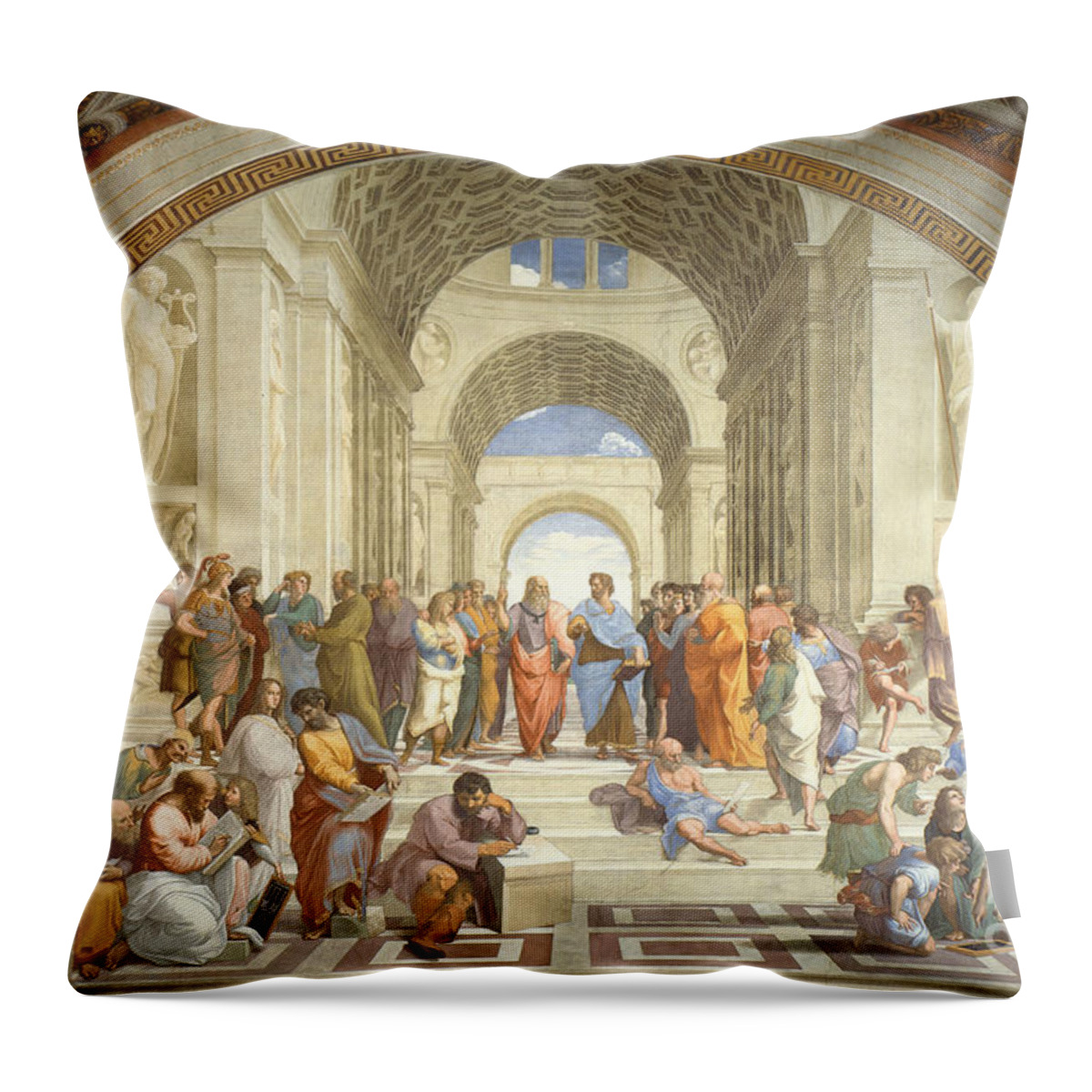Science Throw Pillow featuring the photograph The School Of Athens, Raphael by Science Source