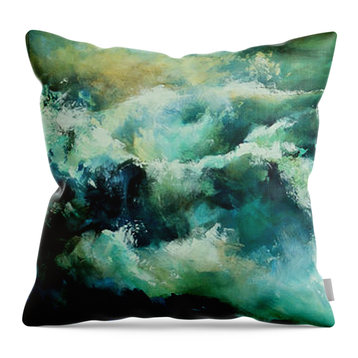 Seascape Throw Pillow featuring the painting The shore by Michael Lang