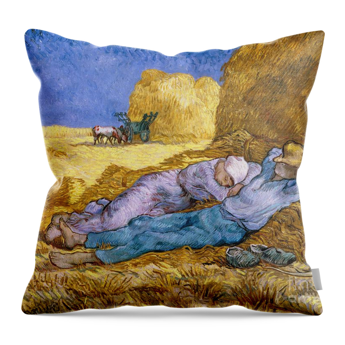 Noon Throw Pillow featuring the painting The Siesta by Vincent Van Gogh