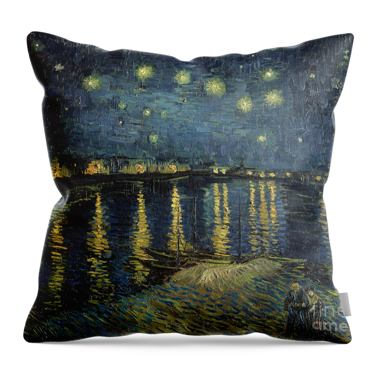 The Throw Pillow featuring the painting The Starry Night by Vincent Van Gogh