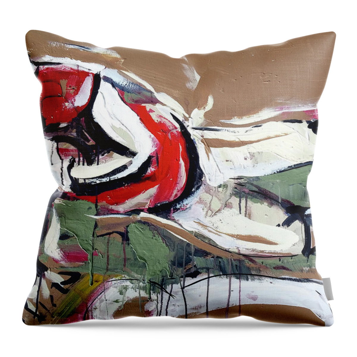  Throw Pillow featuring the painting The touchdown by John Gholson