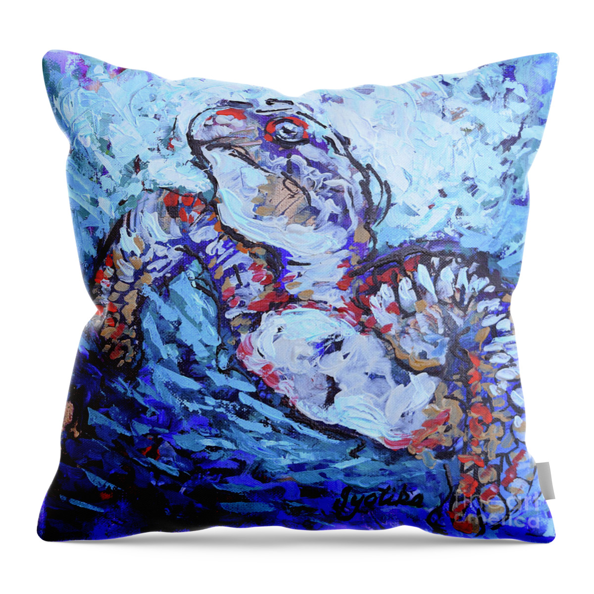  Throw Pillow featuring the painting The Turtle by Jyotika Shroff