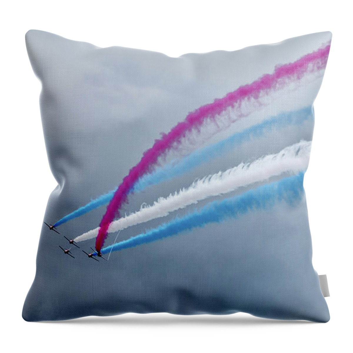 The Red Arrows Throw Pillow featuring the digital art The Twister by Airpower Art