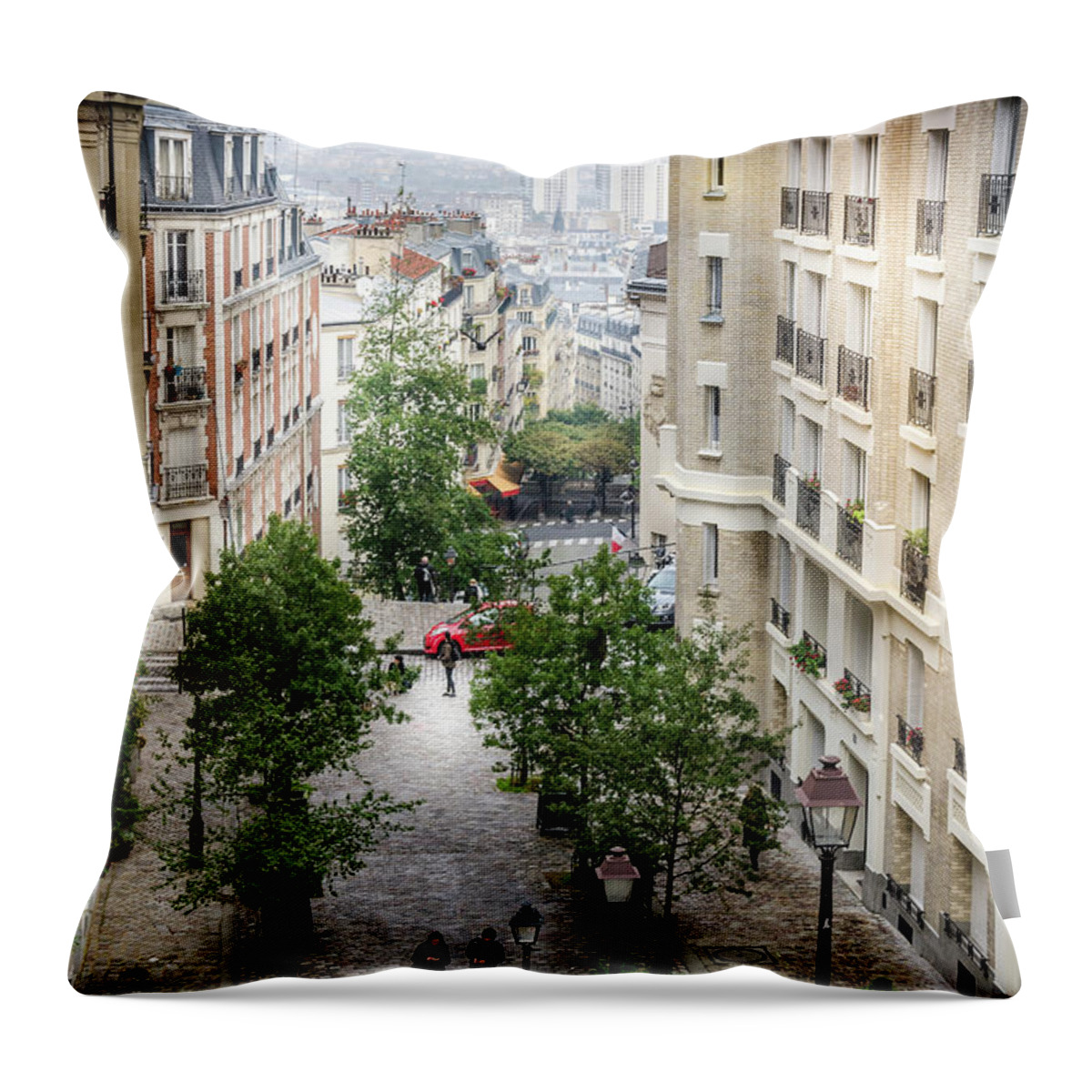 Paris Throw Pillow featuring the photograph The view from Montmartre steps, Paris France 2 by Perry Rodriguez