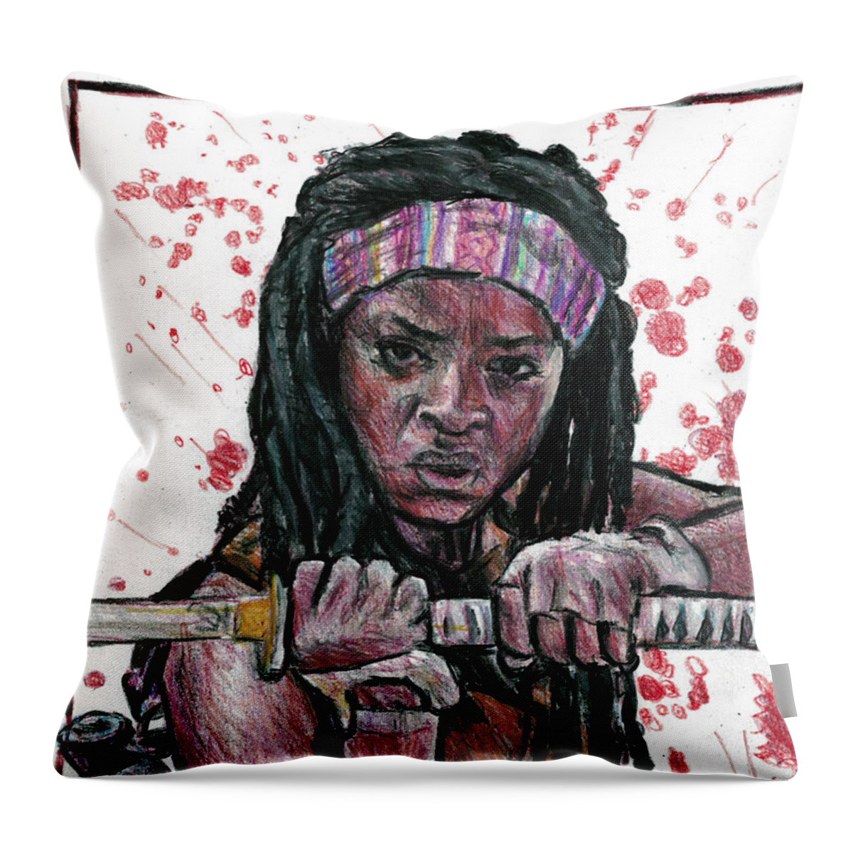The Walking Dead S Michonne Throw Pillow For Sale By Neil Feigeles