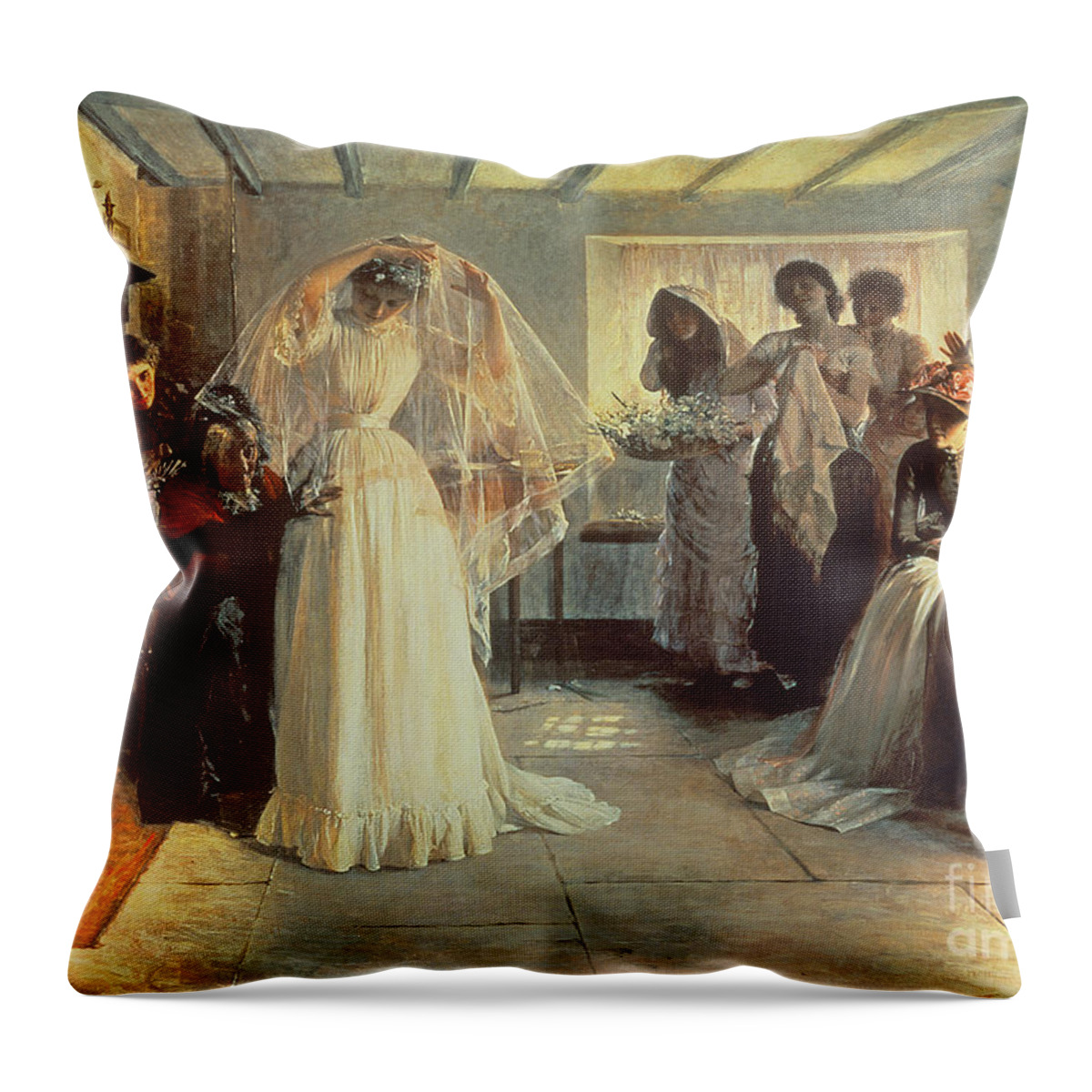Wedding Throw Pillow featuring the painting The Wedding Morning by John Henry Frederick Bacon