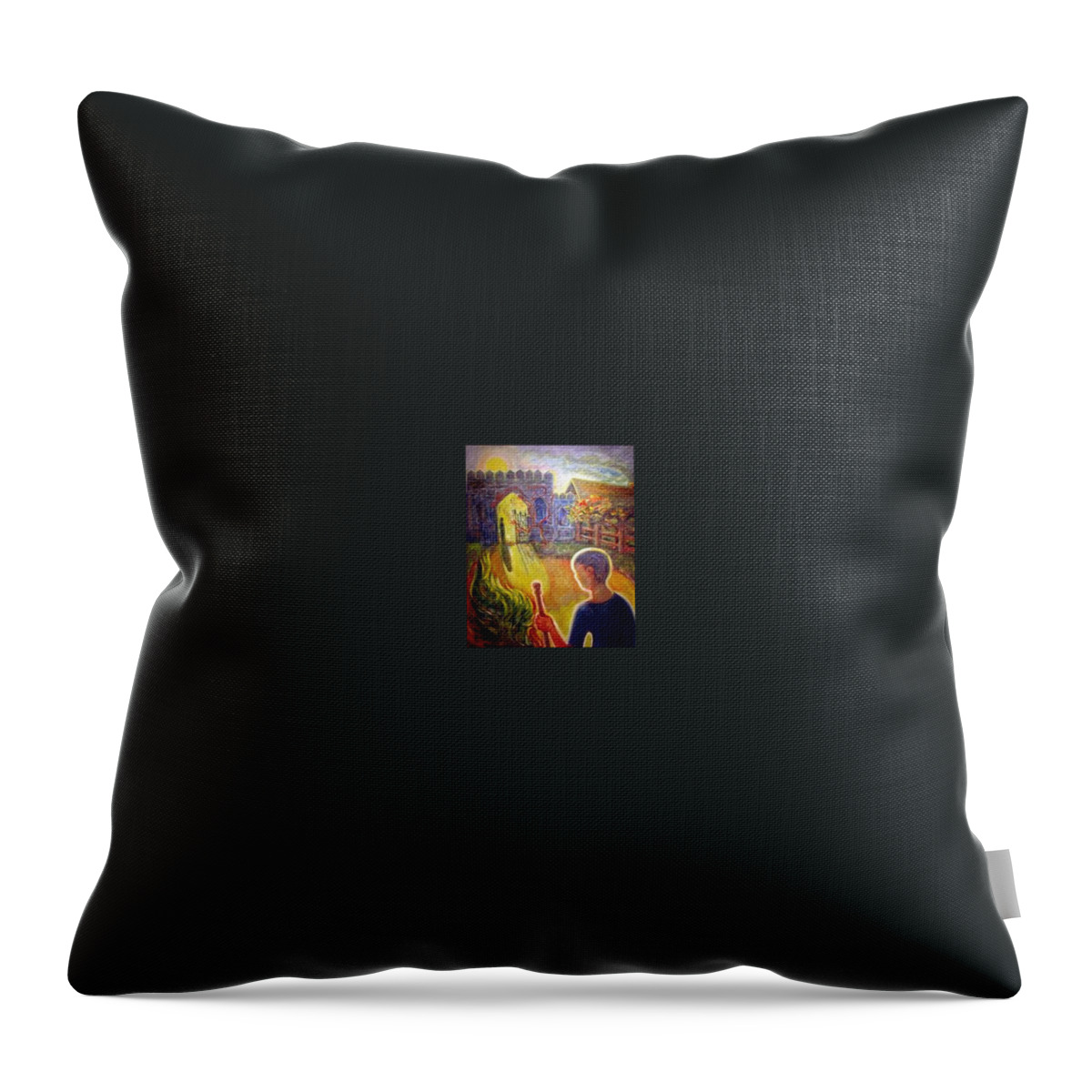  Throw Pillow featuring the painting The Western Gate by Stephen Hawks