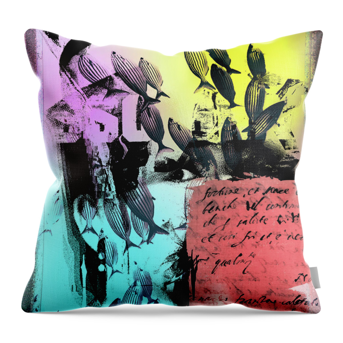 Woman Throw Pillow featuring the photograph The woman and the fishes by Gabi Hampe