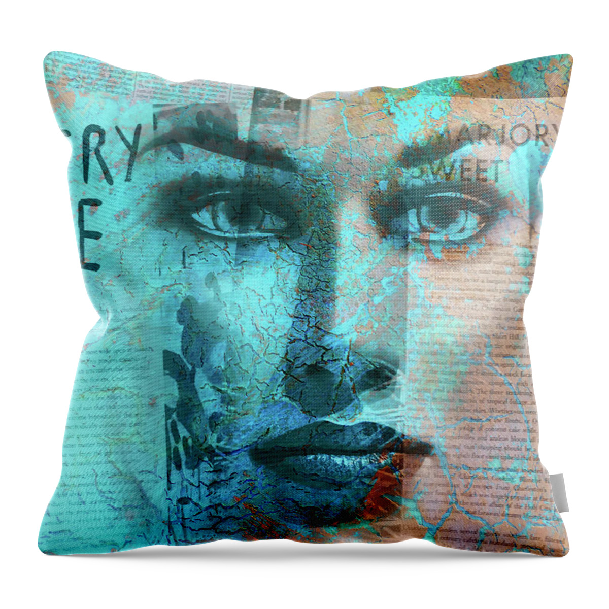 Letter Throw Pillow featuring the digital art The woman behind the letters by Gabi Hampe