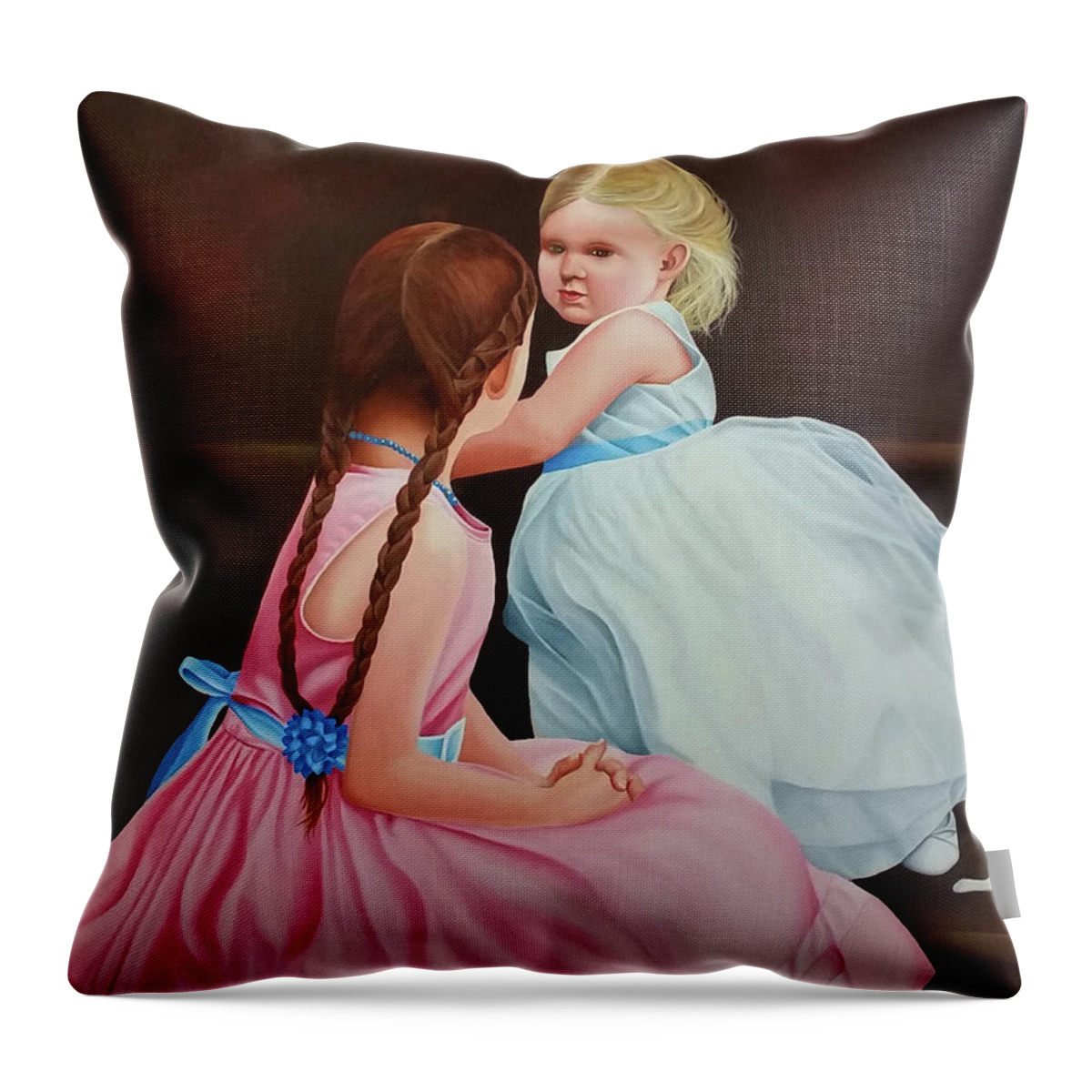 Children Throw Pillow featuring the painting The Youngest Bridesmaid by Vic Ritchey
