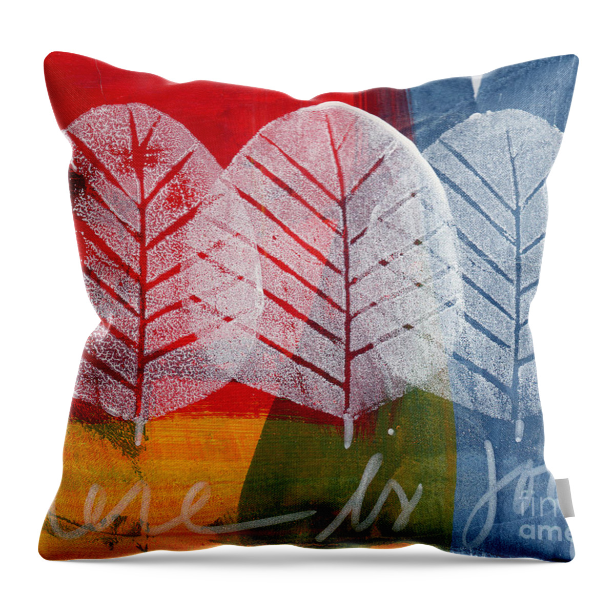 Abstract Throw Pillow featuring the painting There Is Joy by Linda Woods