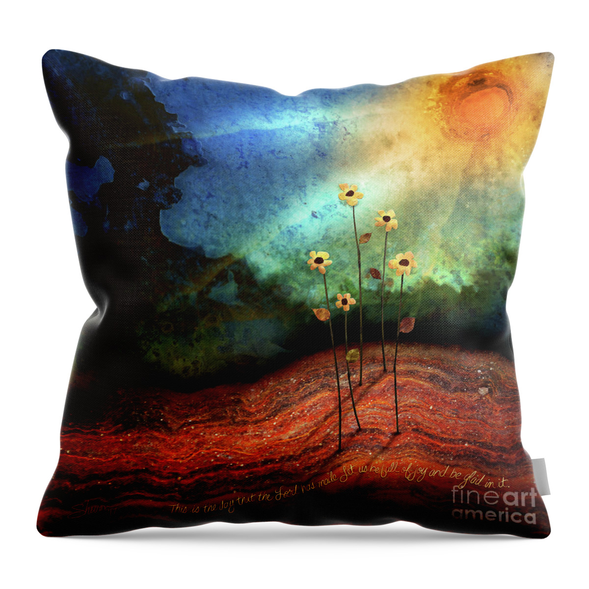 Psalm 118:24 Throw Pillow featuring the mixed media This Is The Day by Shevon Johnson