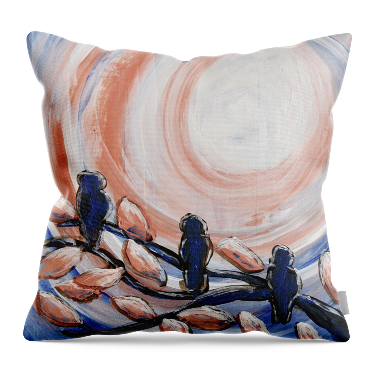 Blue Throw Pillow featuring the painting Three Blue by April Burton