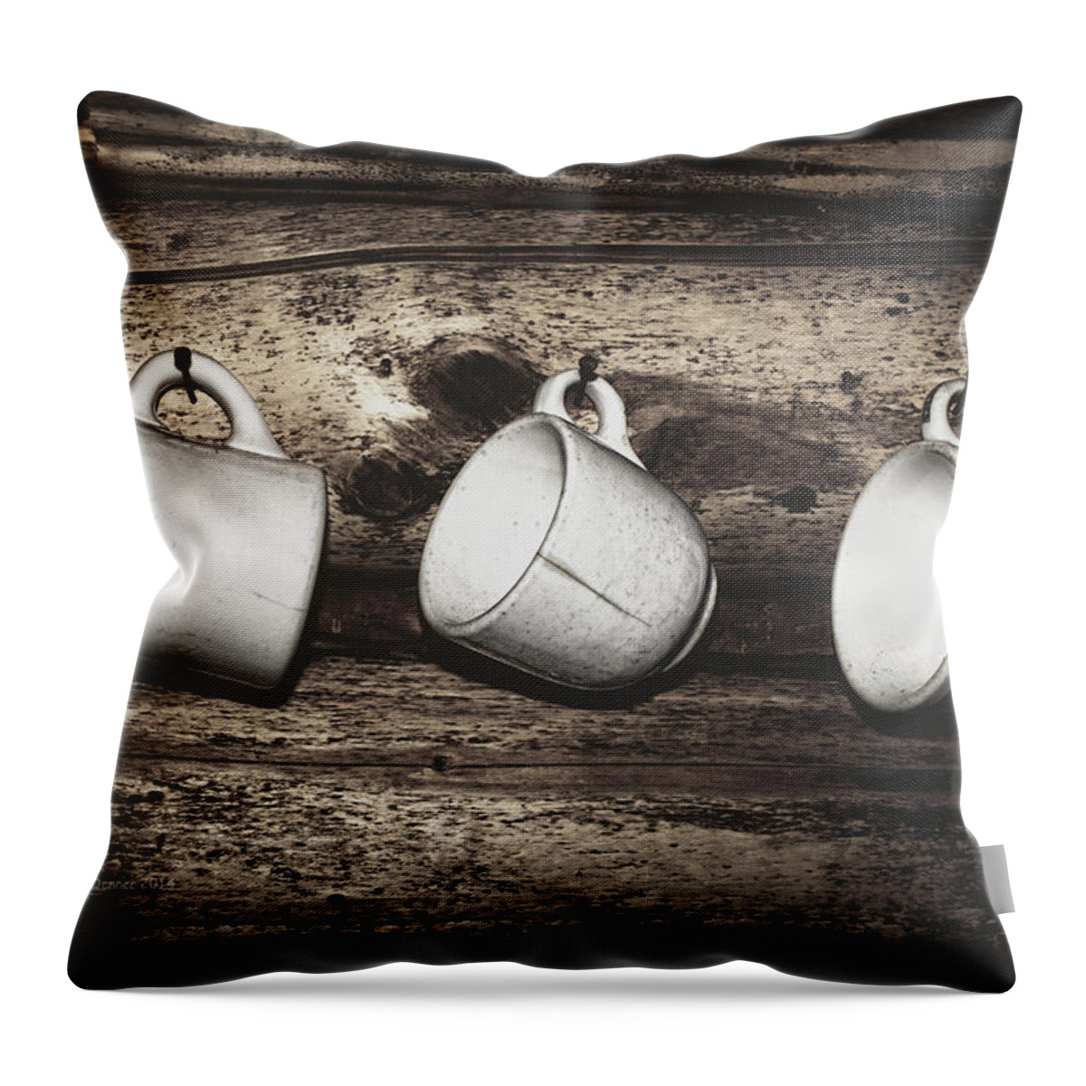 Coffee Cups Throw Pillow featuring the photograph Three Coffee Cups by Fred Denner