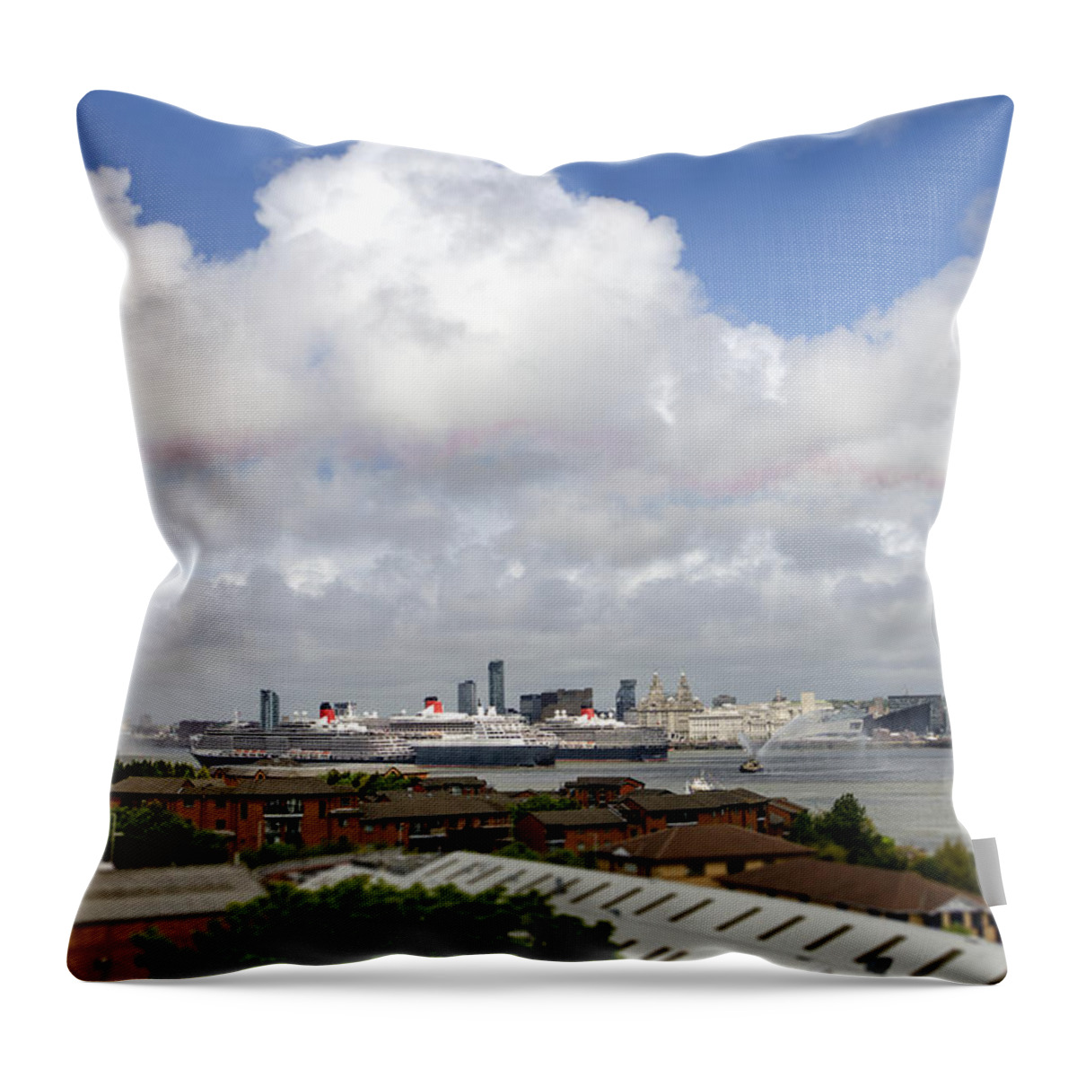 Cunard Throw Pillow featuring the photograph Three Queens by Spikey Mouse Photography